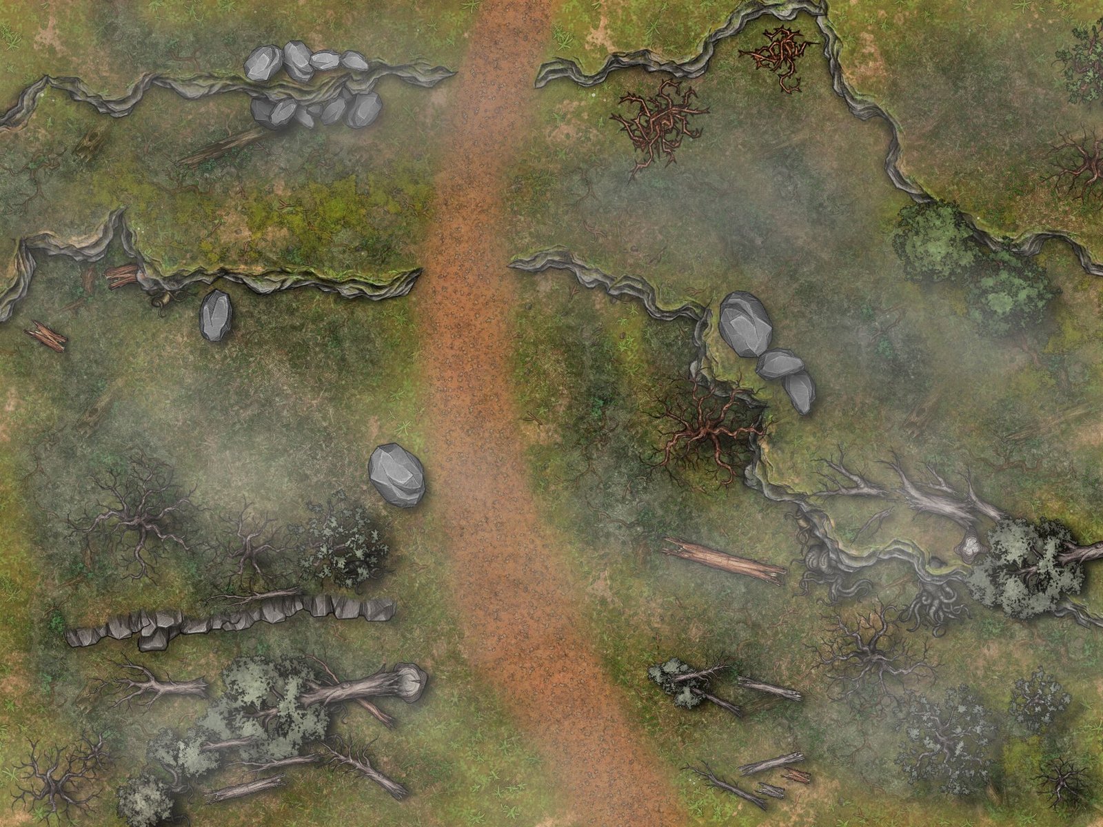 Road in the Mists Battlemap