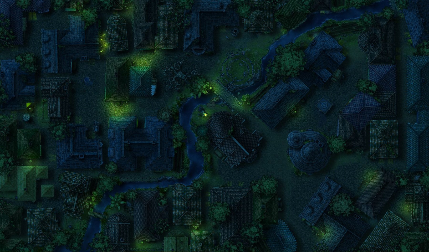 City district for large scale combat (Night)