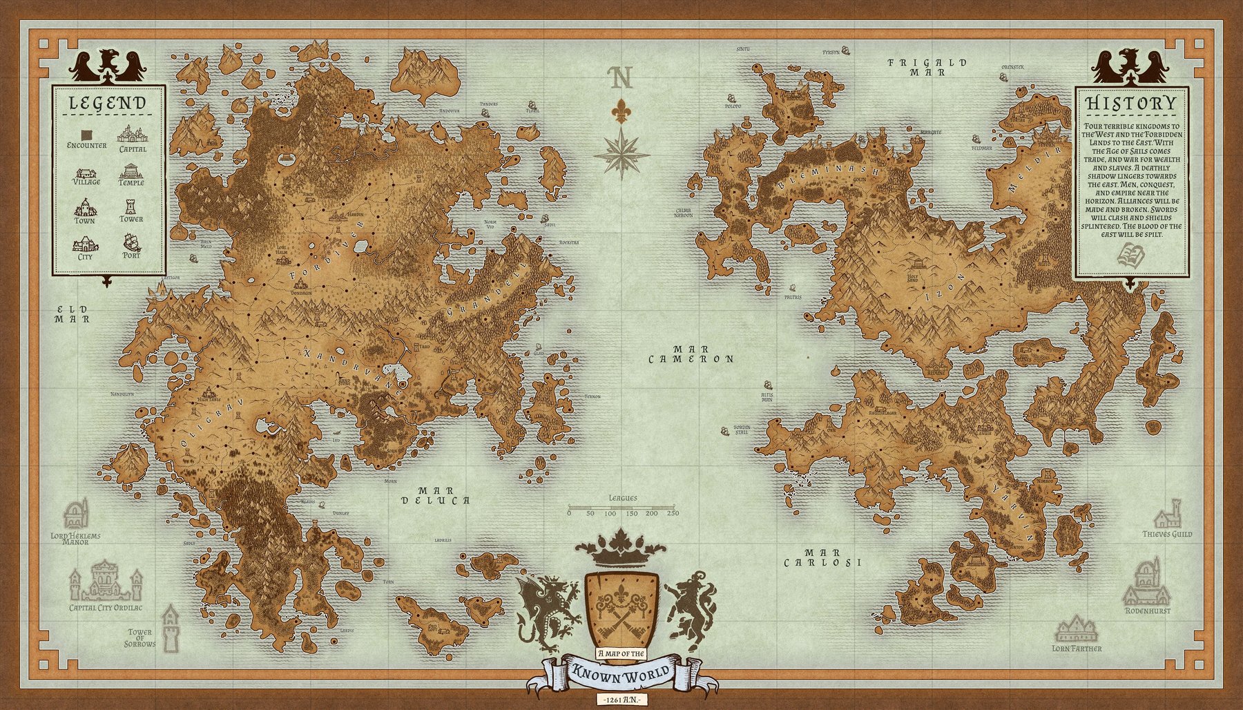 Map of the Known World (Fantasy Parchment)