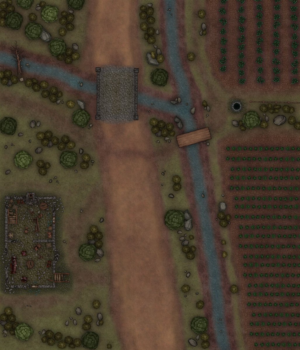 Farm track road stone bridge