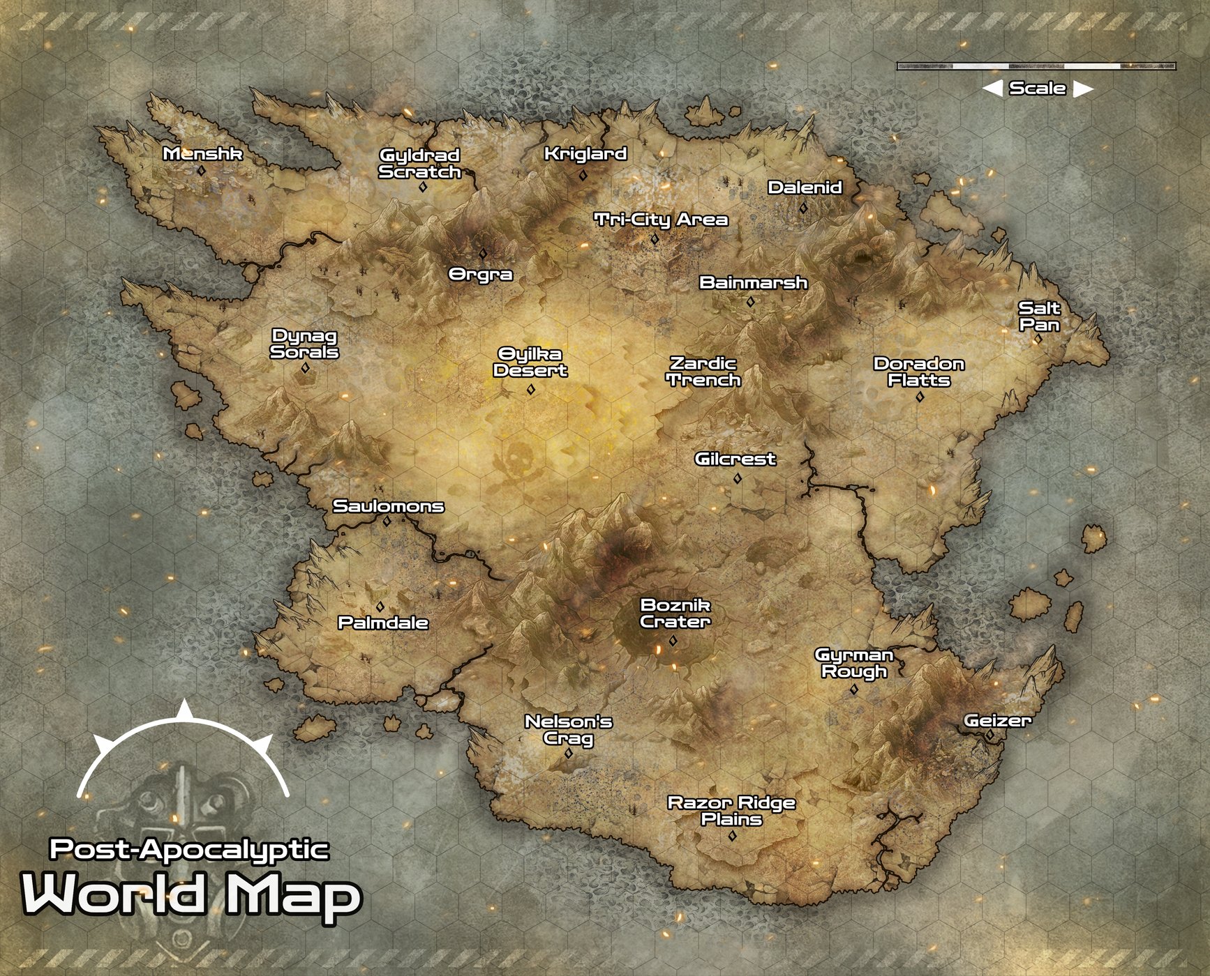 Post Apocalyptic World Map Template