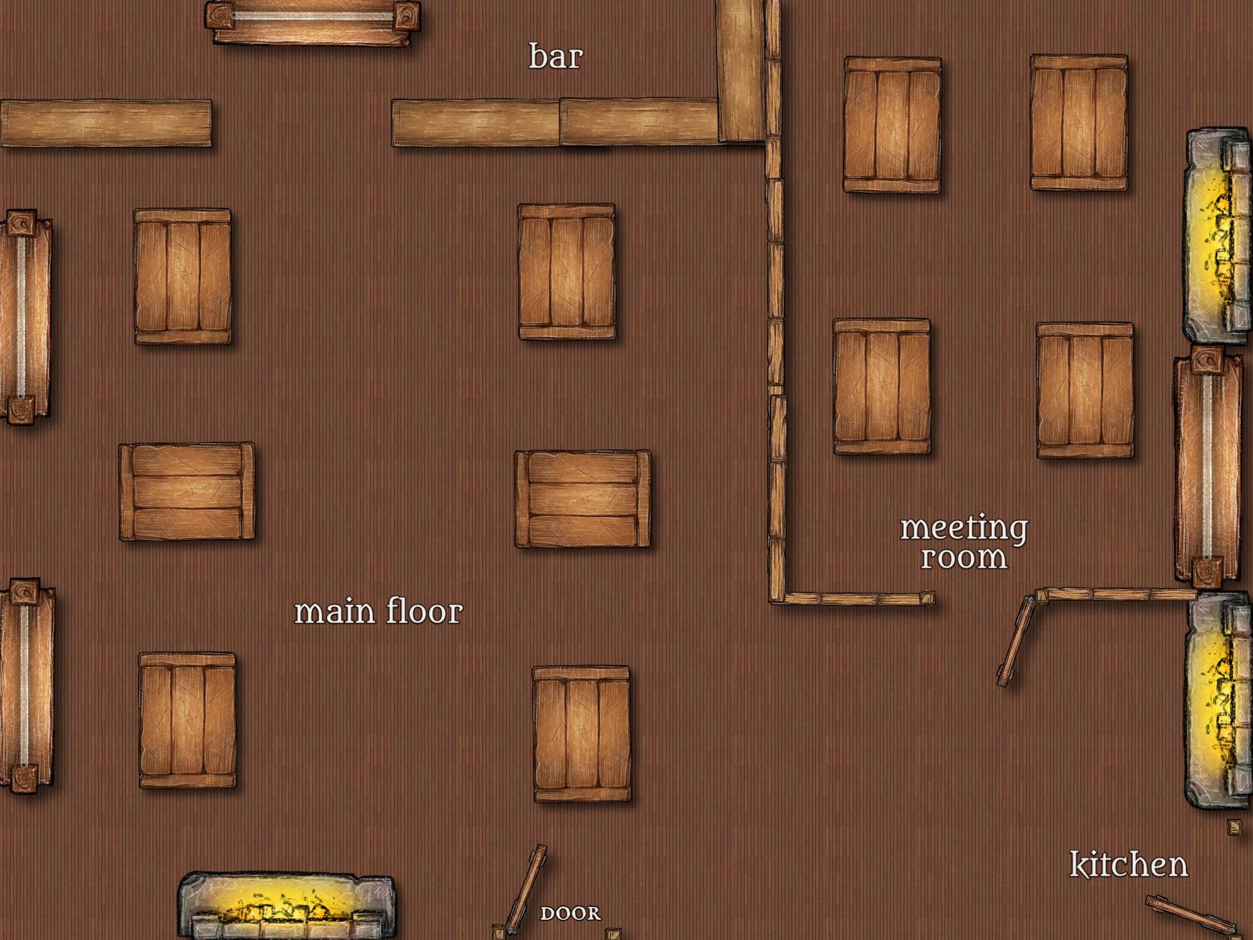 The Purple Rose Tavern and Inn Map> 1st Floor