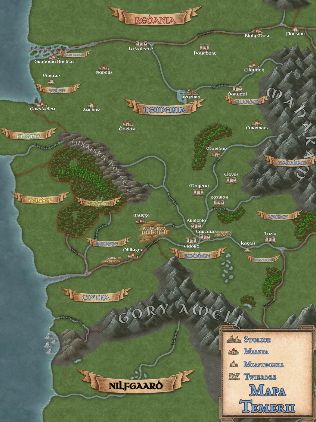 Mapa Temerii - Wiedźmin