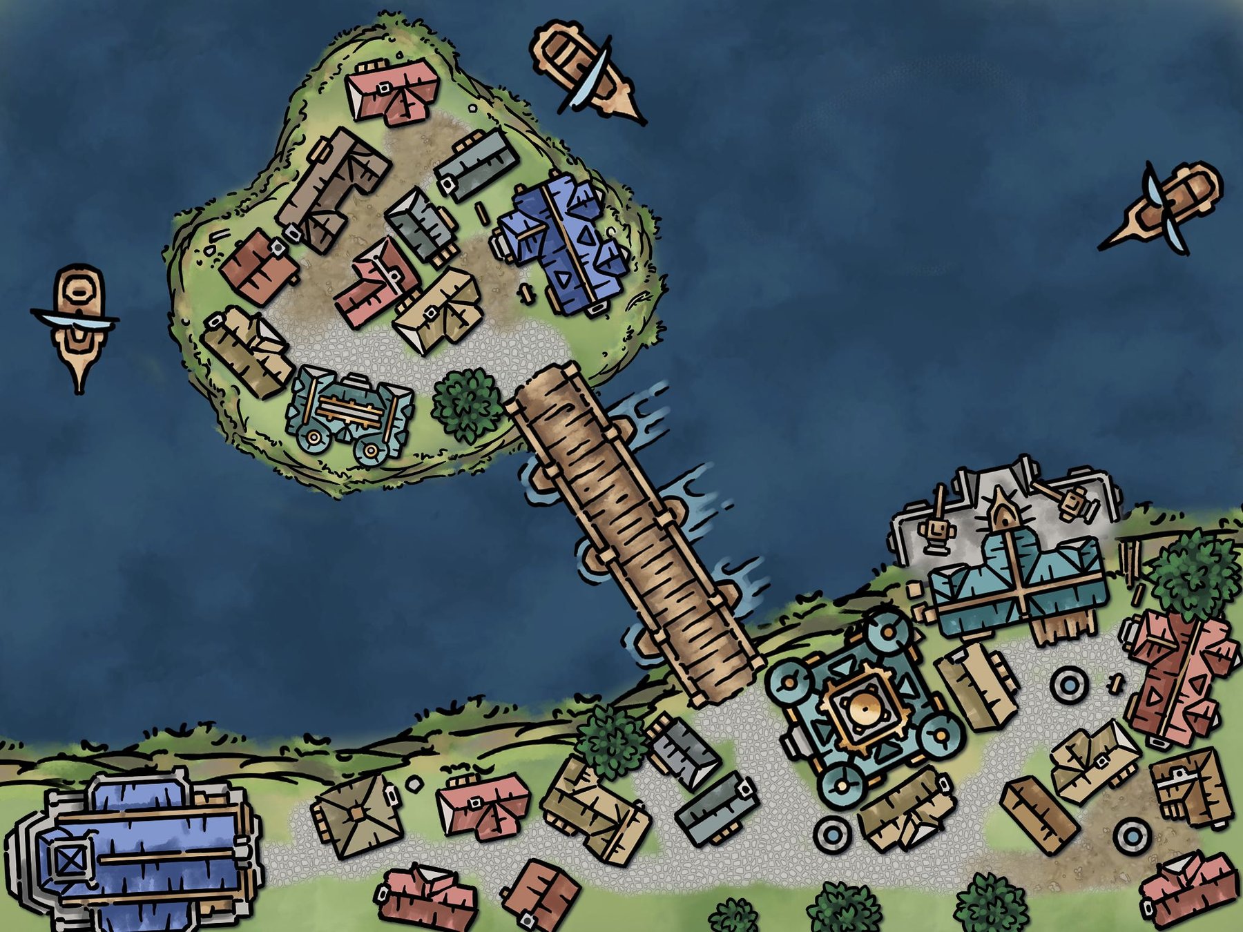 Town with small island
