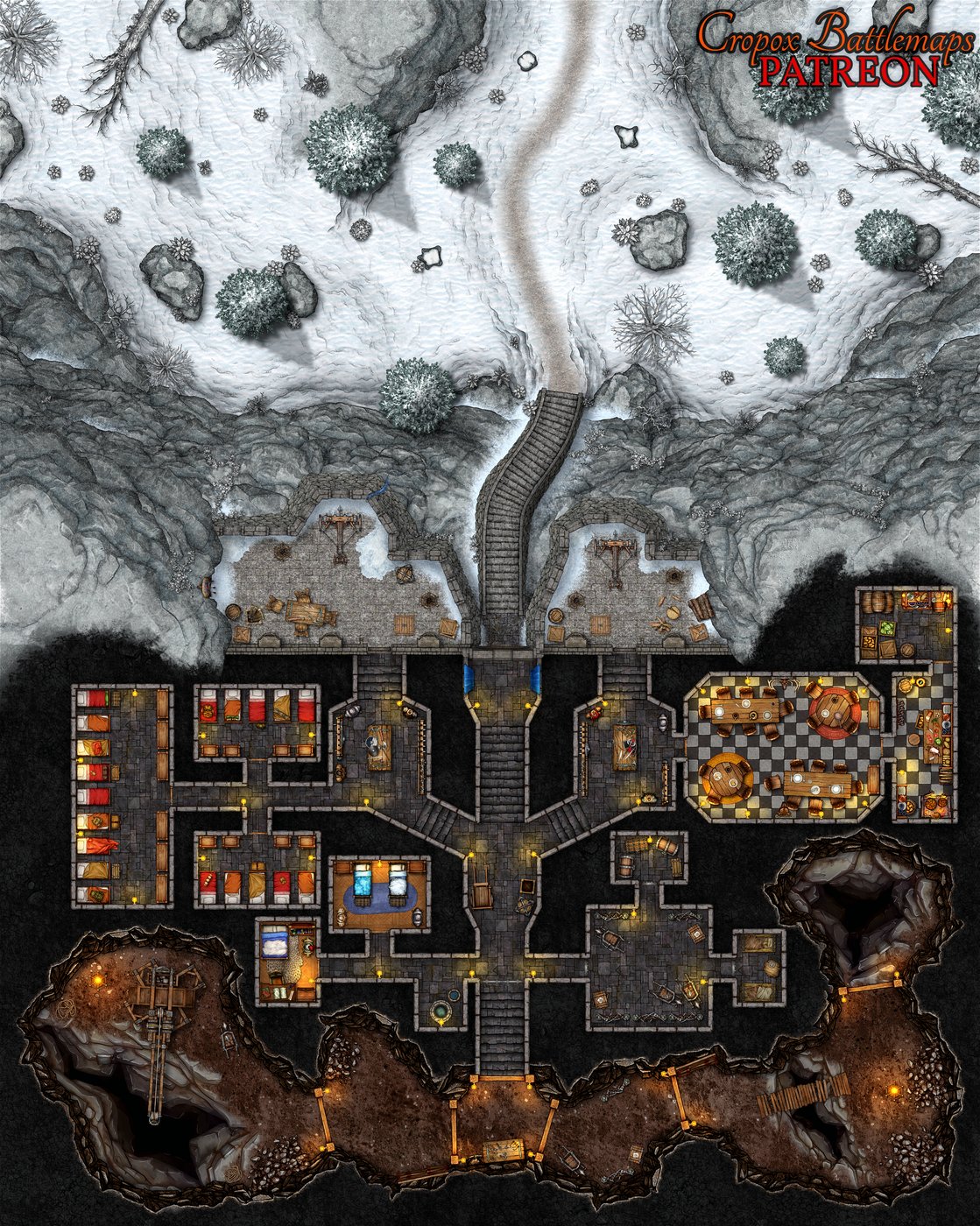 Mountain Mine Fort 40x50 battle map (winter variant)