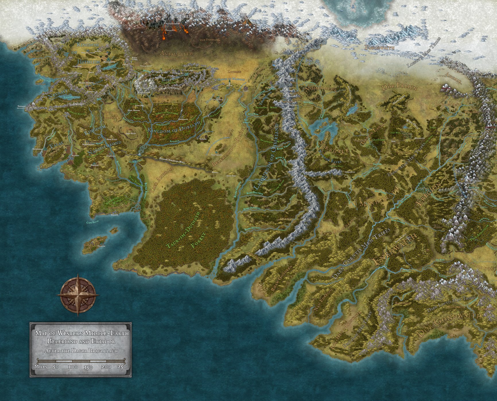 Map of Eriador and Beleriand