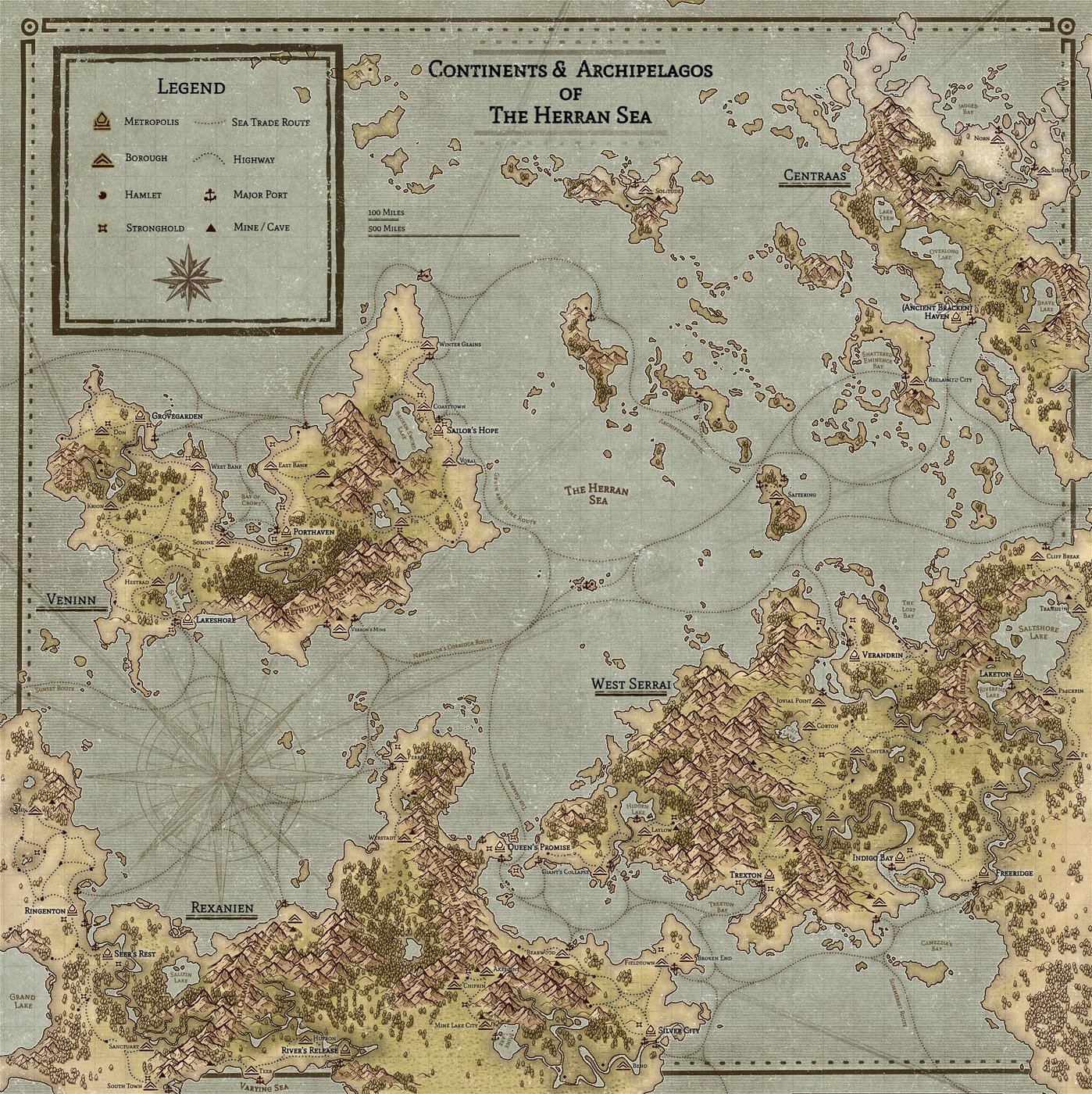 Continents and Archipelagos of the Herran Sea