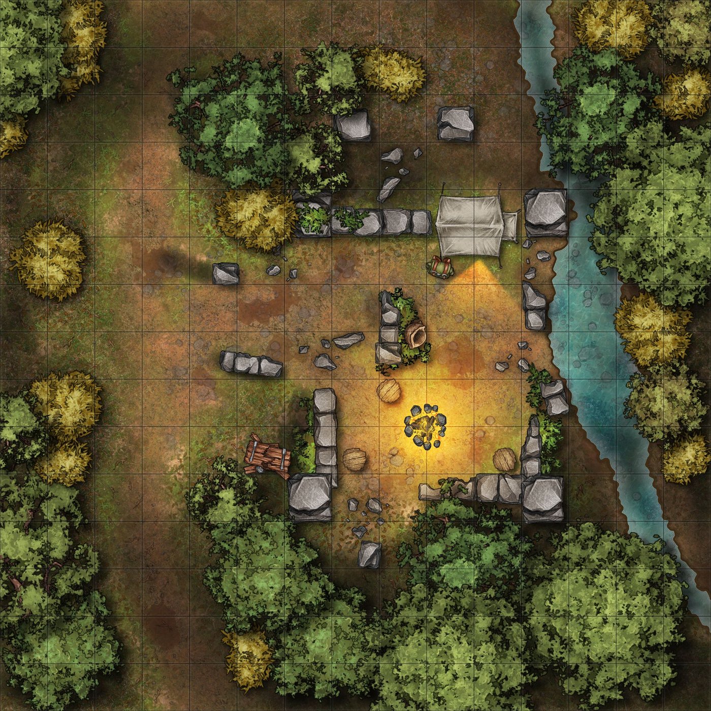 Camp in the Ruins - (My First Map)