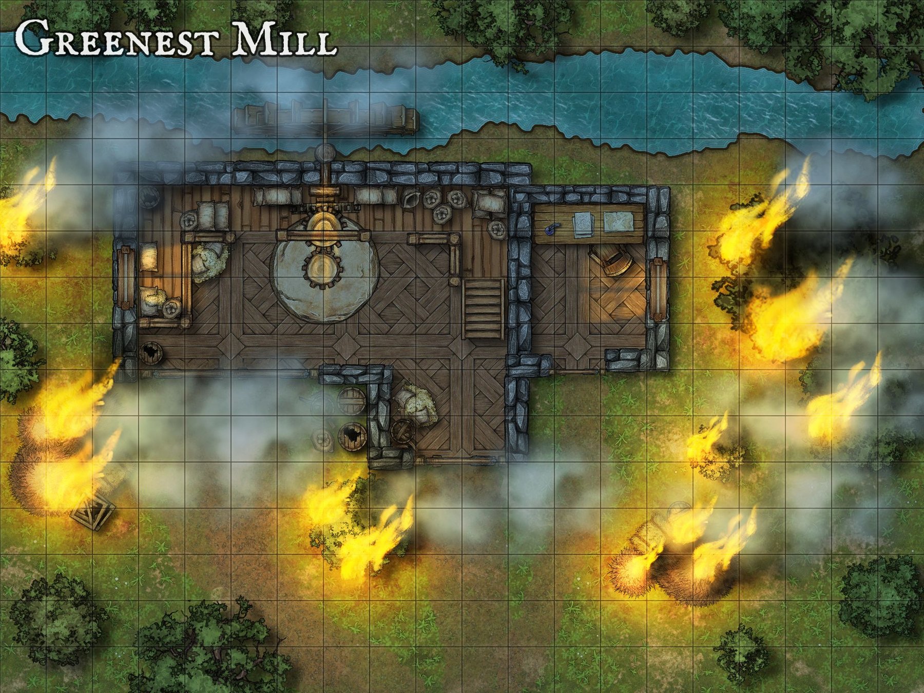 Greenest- Mill Battle Map- Night