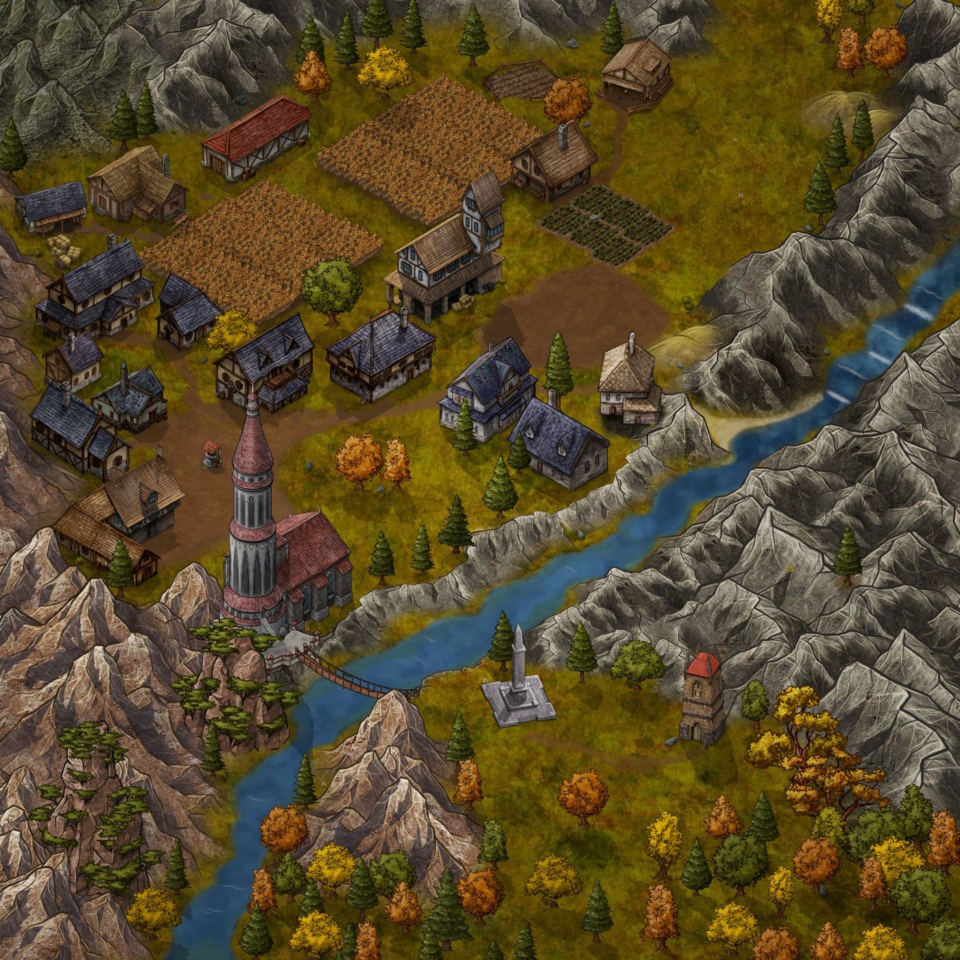 Secret Monastery Valley (isometric battle map) (illusion removed) v1