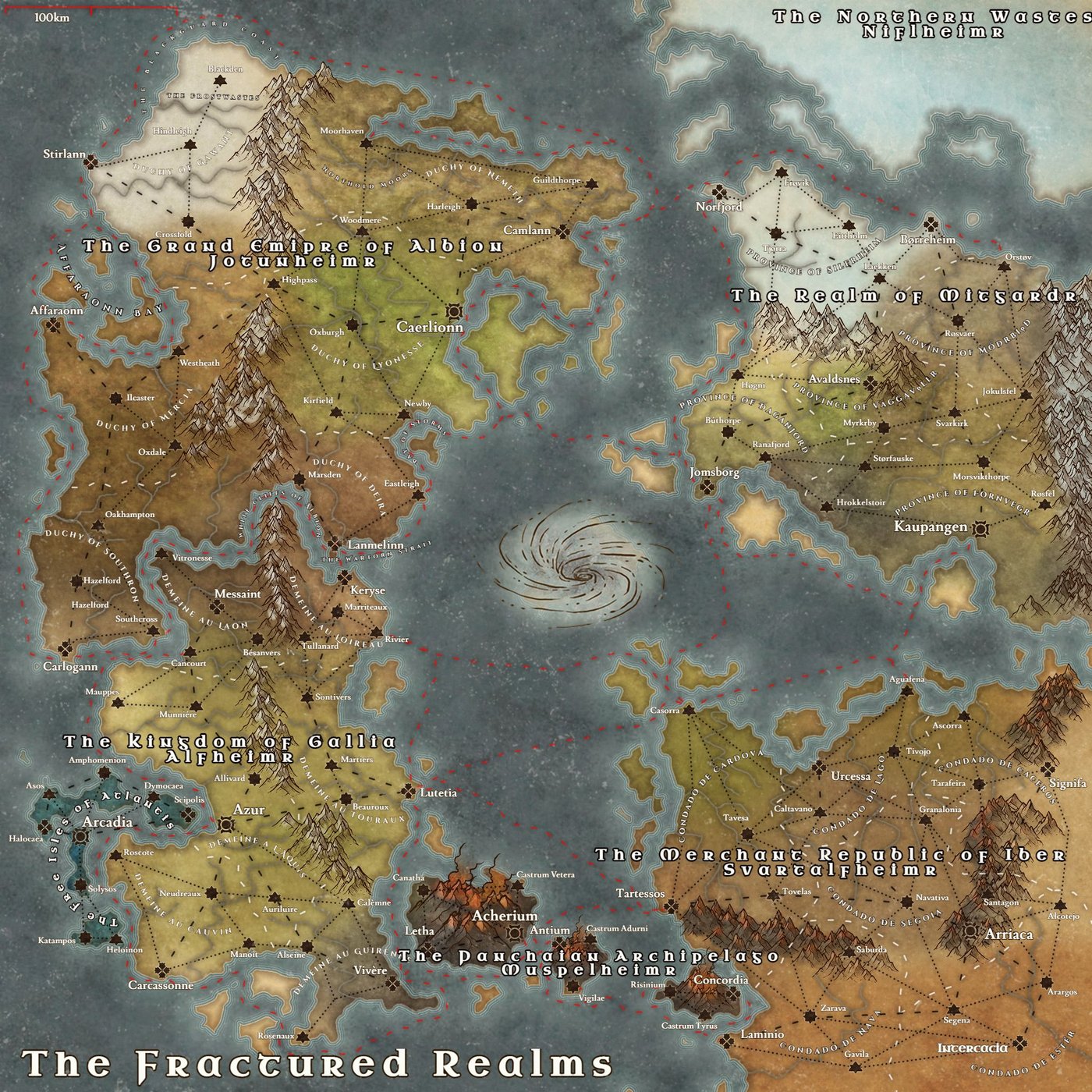Fractured Realms Continent Map