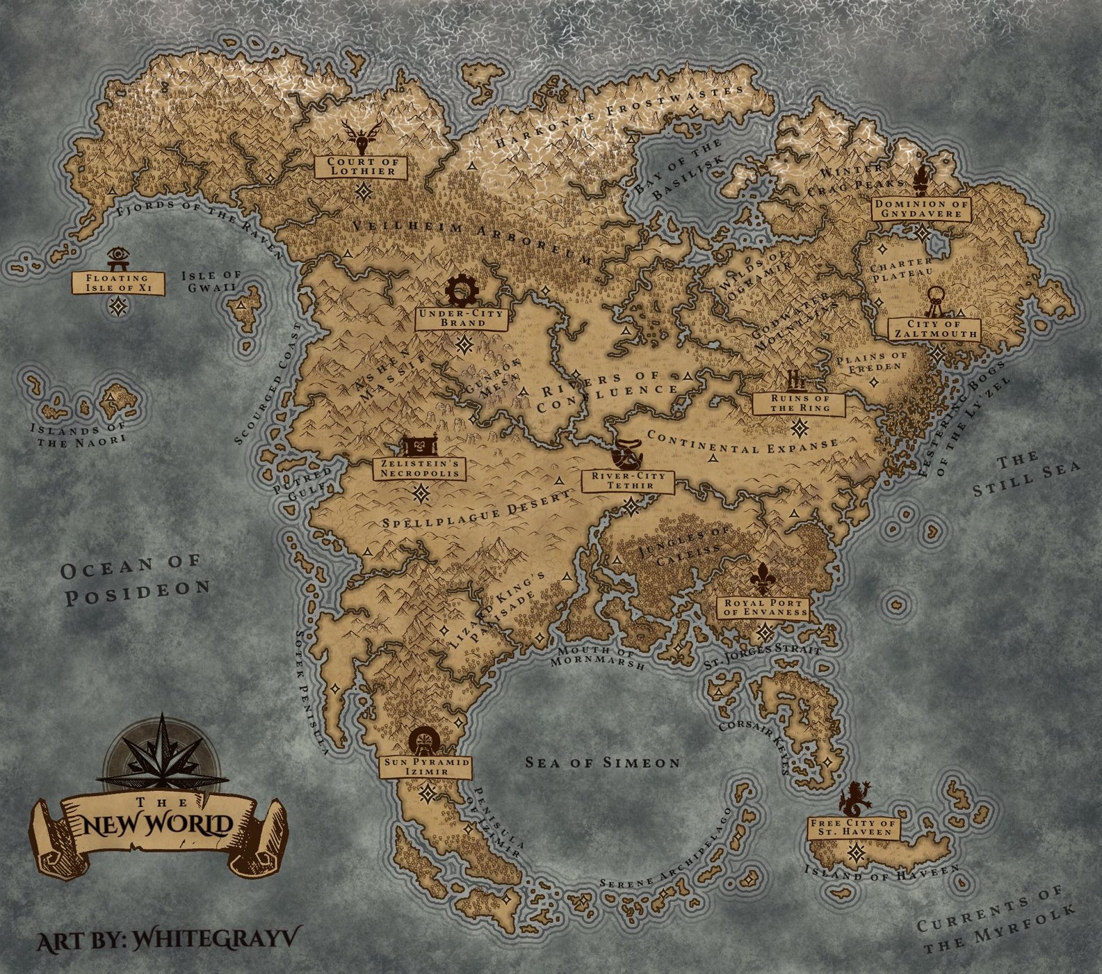 The Continent Worldmap Parchment Expanded