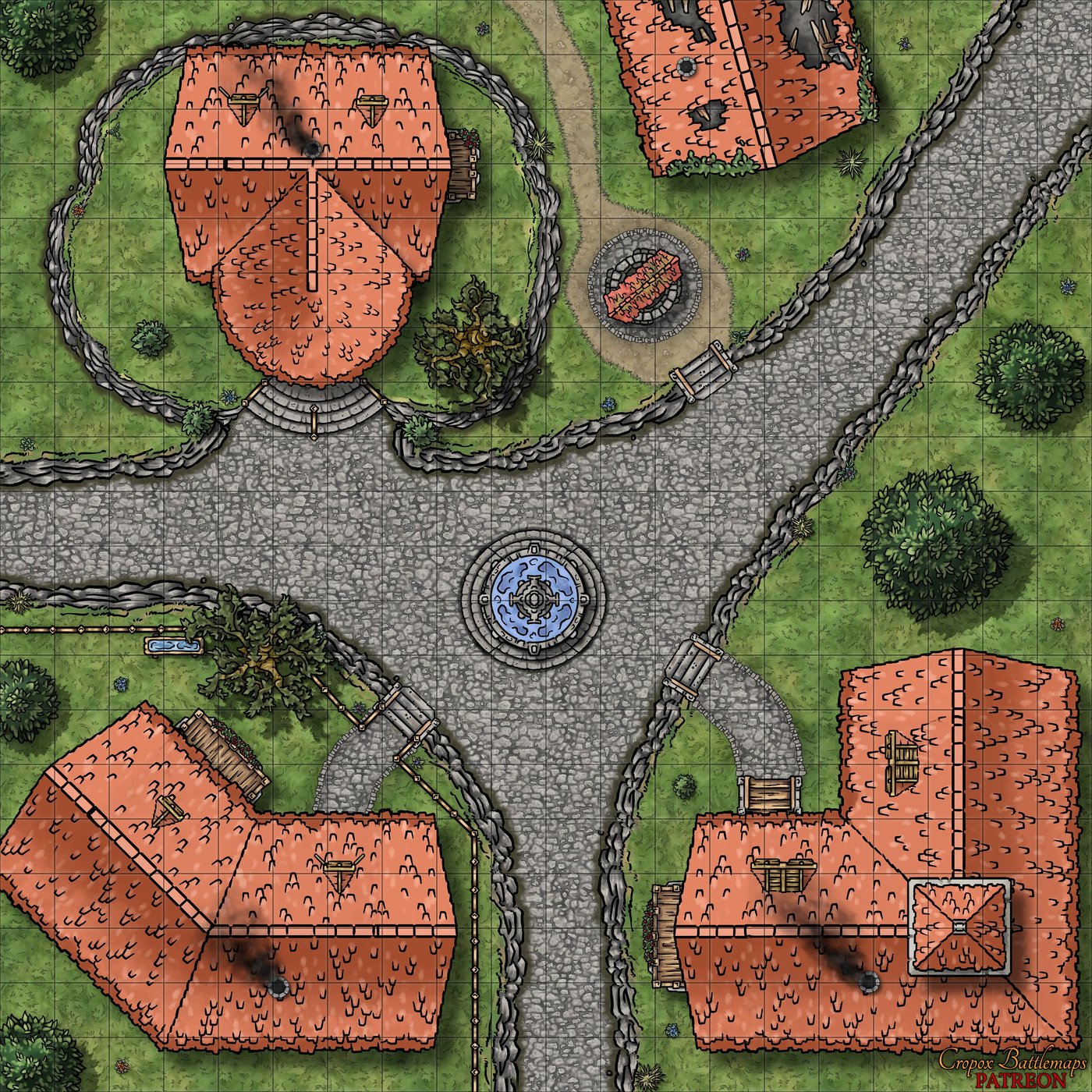 Village Fountain 20x20