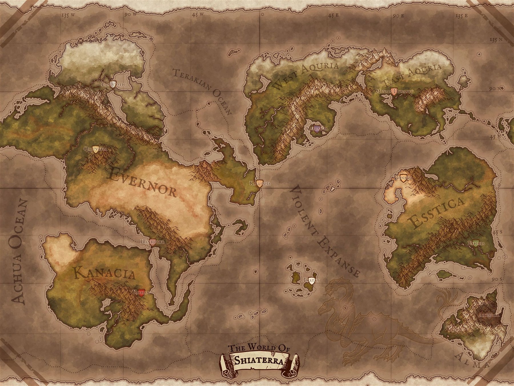 Shiaterra, Continental Map