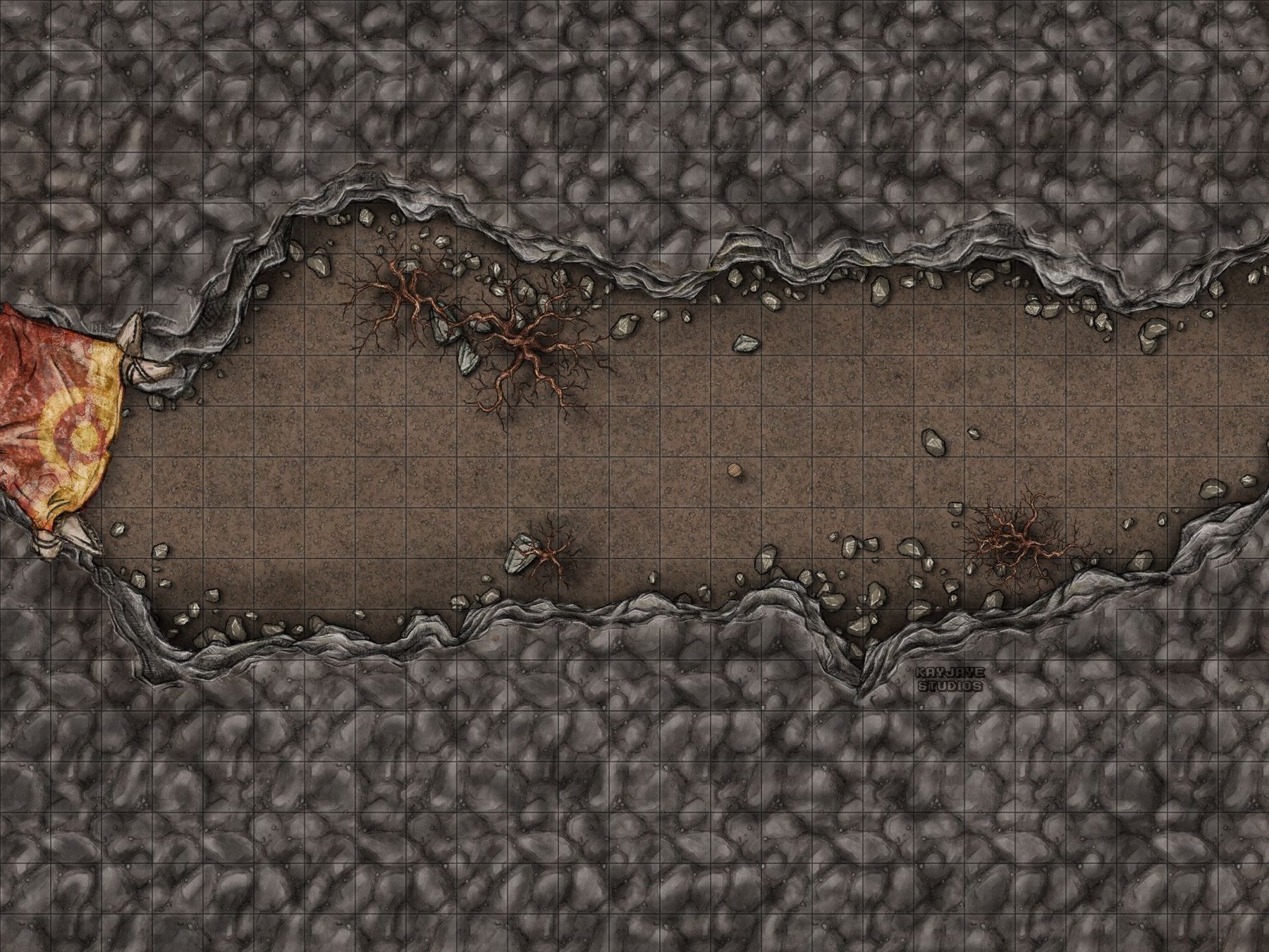Generic Village Entrance Encounter Map - Cave (Grid)