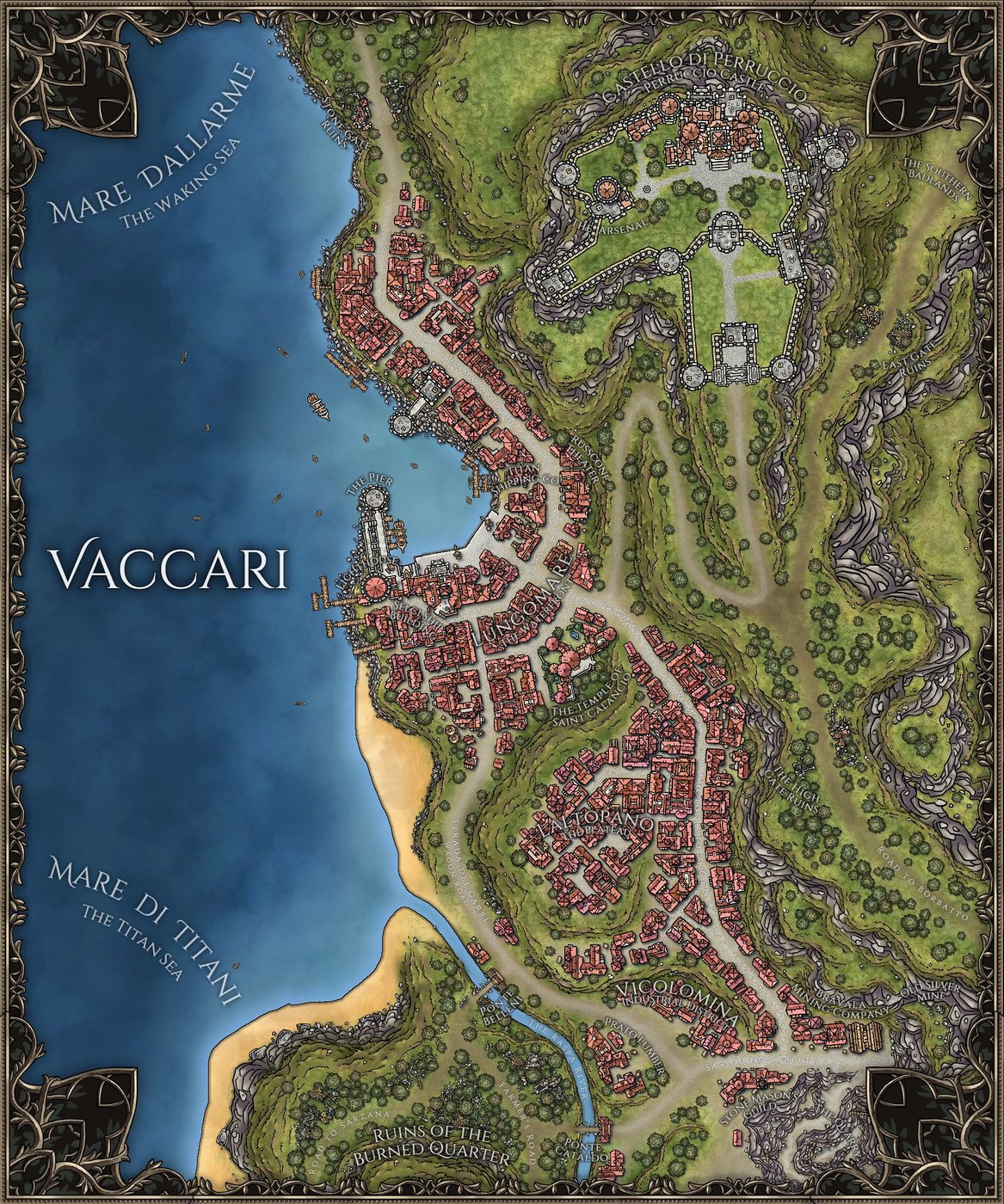 Cliffside Port City and Castle 25x30