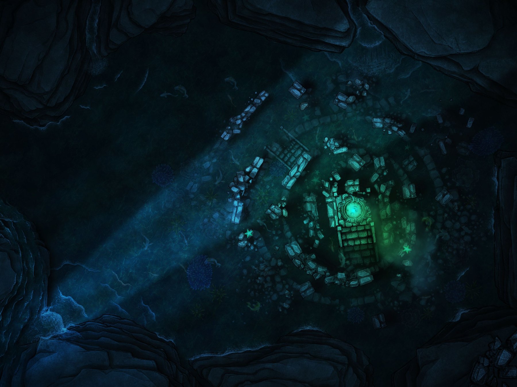Sea Hag's Lair Battle Map in Flooded Cavern