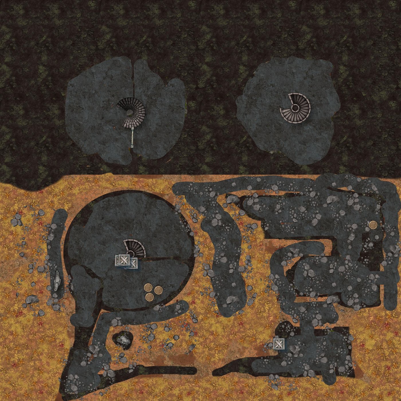 Ruined wizard tower & out building