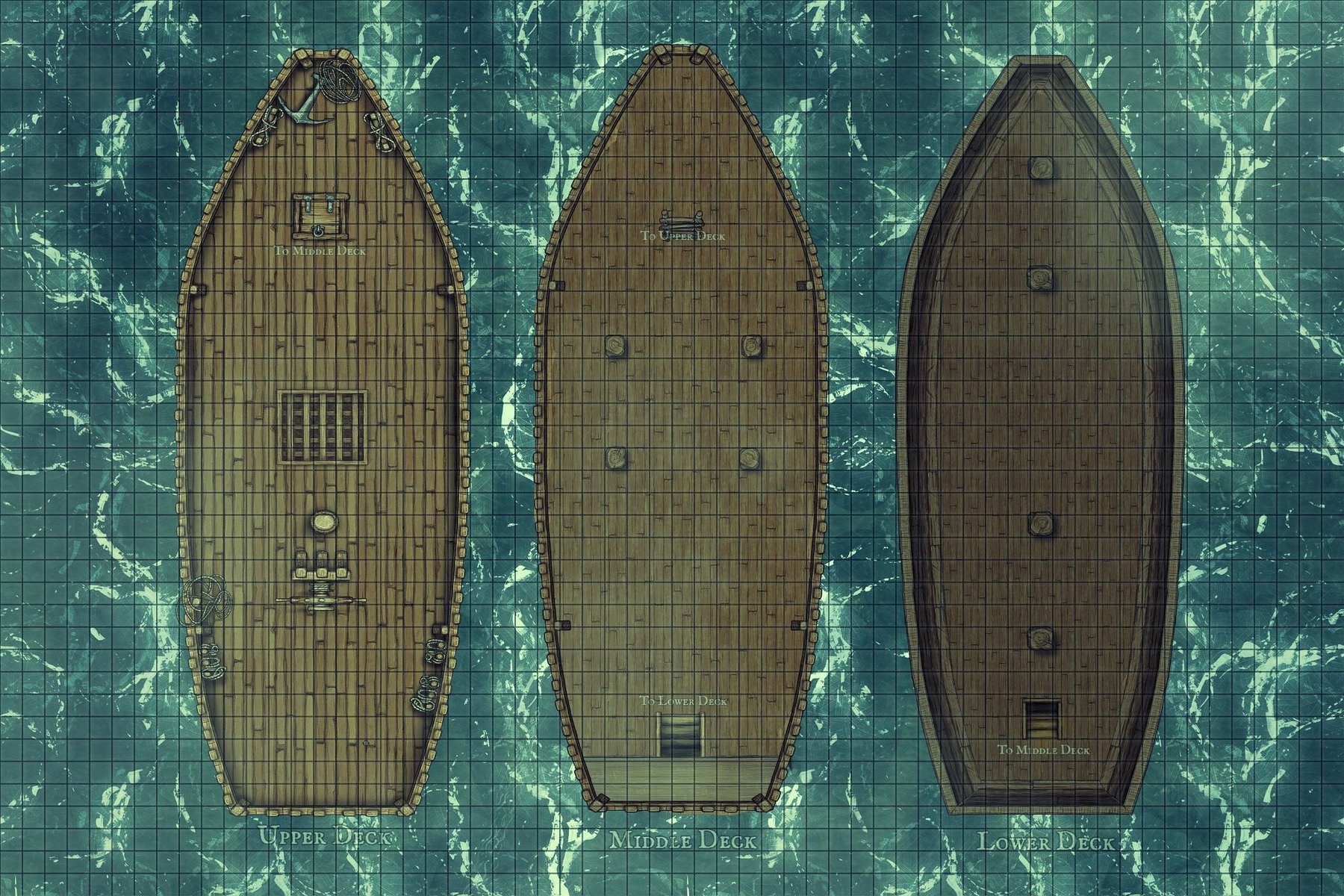 3 Deck Ship Template