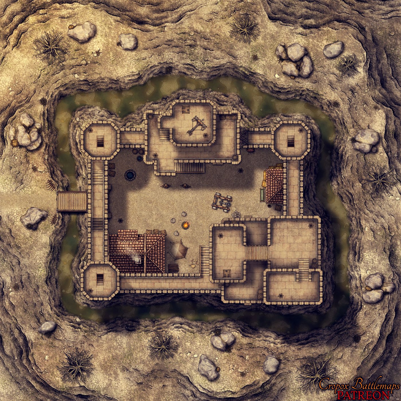 Desert Fortress 40x40 battle map