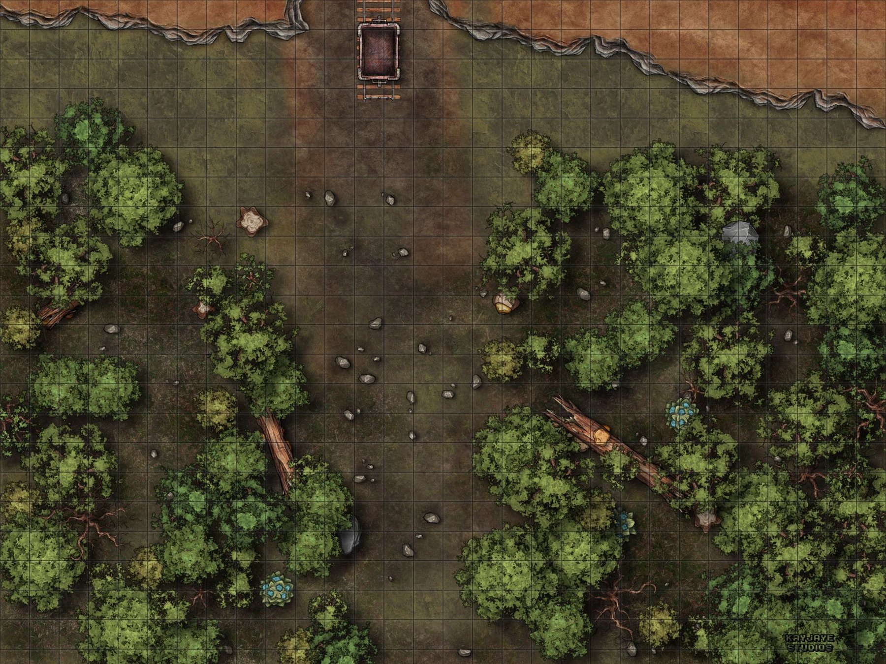 Generic Forest/Mine Entrance Encounter Map (Grid)