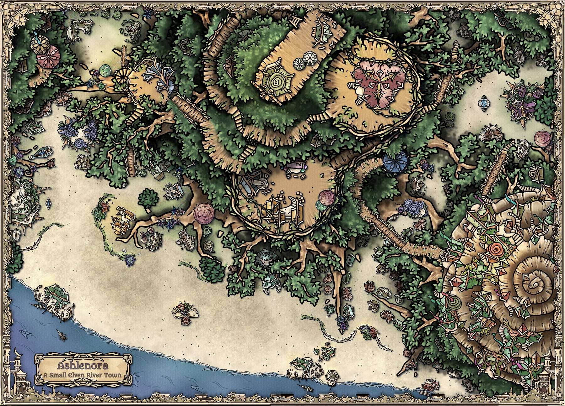 Ashlenora - A Small Elven River City