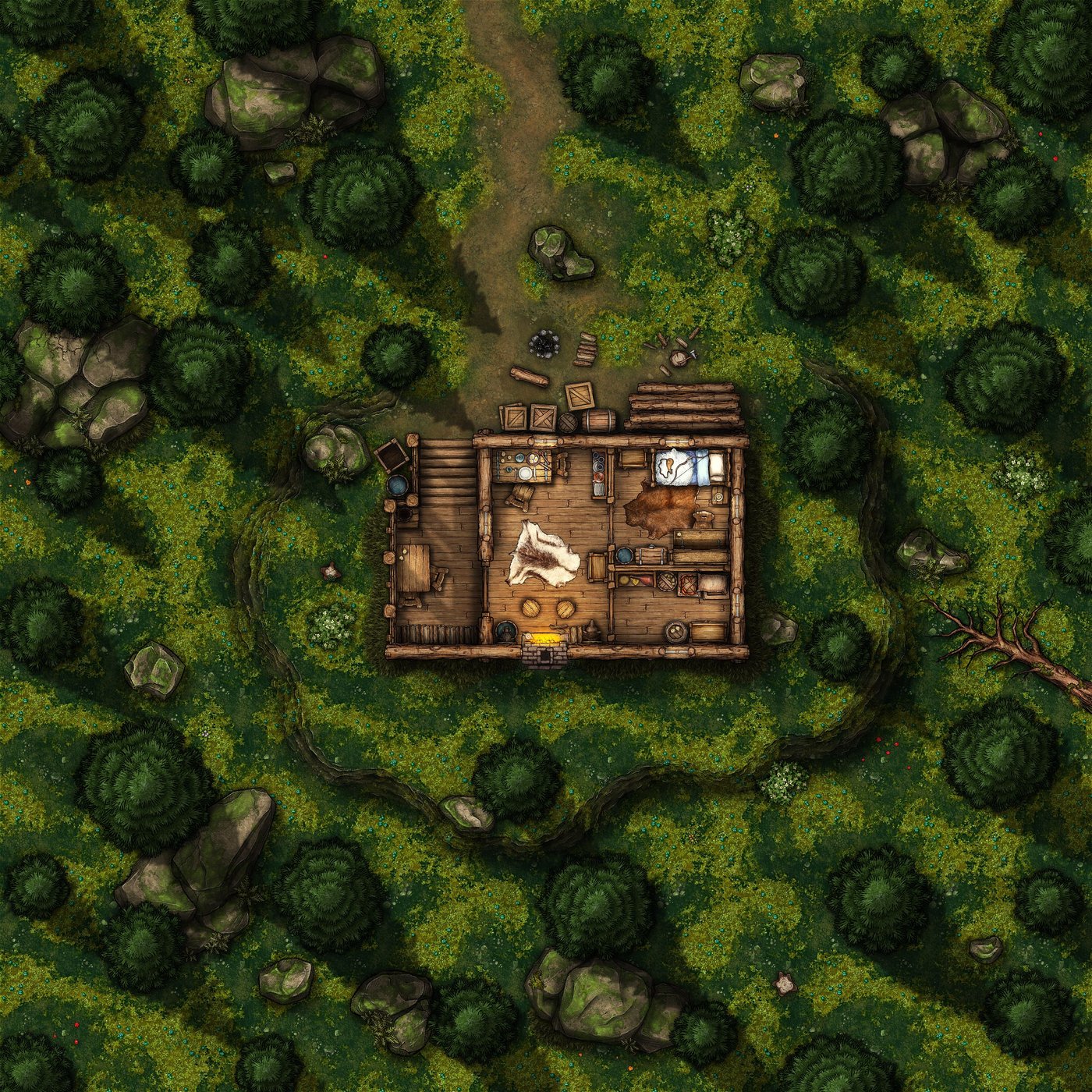 Hunter's Cabin 25x25 battle map