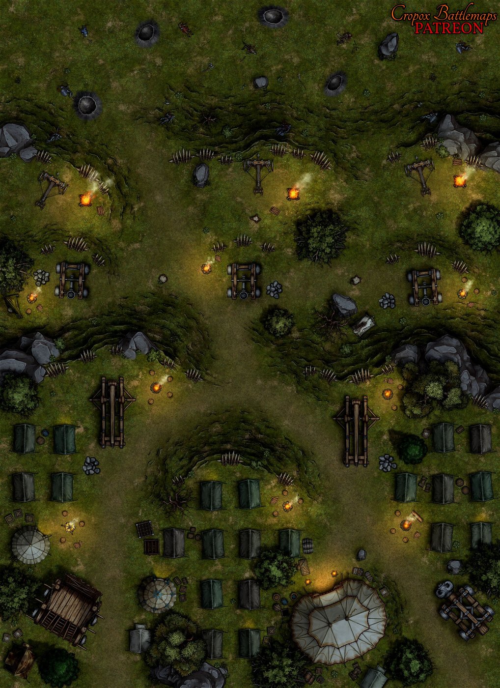 Siege Camp 40x50 battle map (night variation)