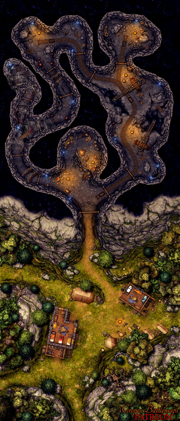 Spider-Infested Mine 30x70 battle map