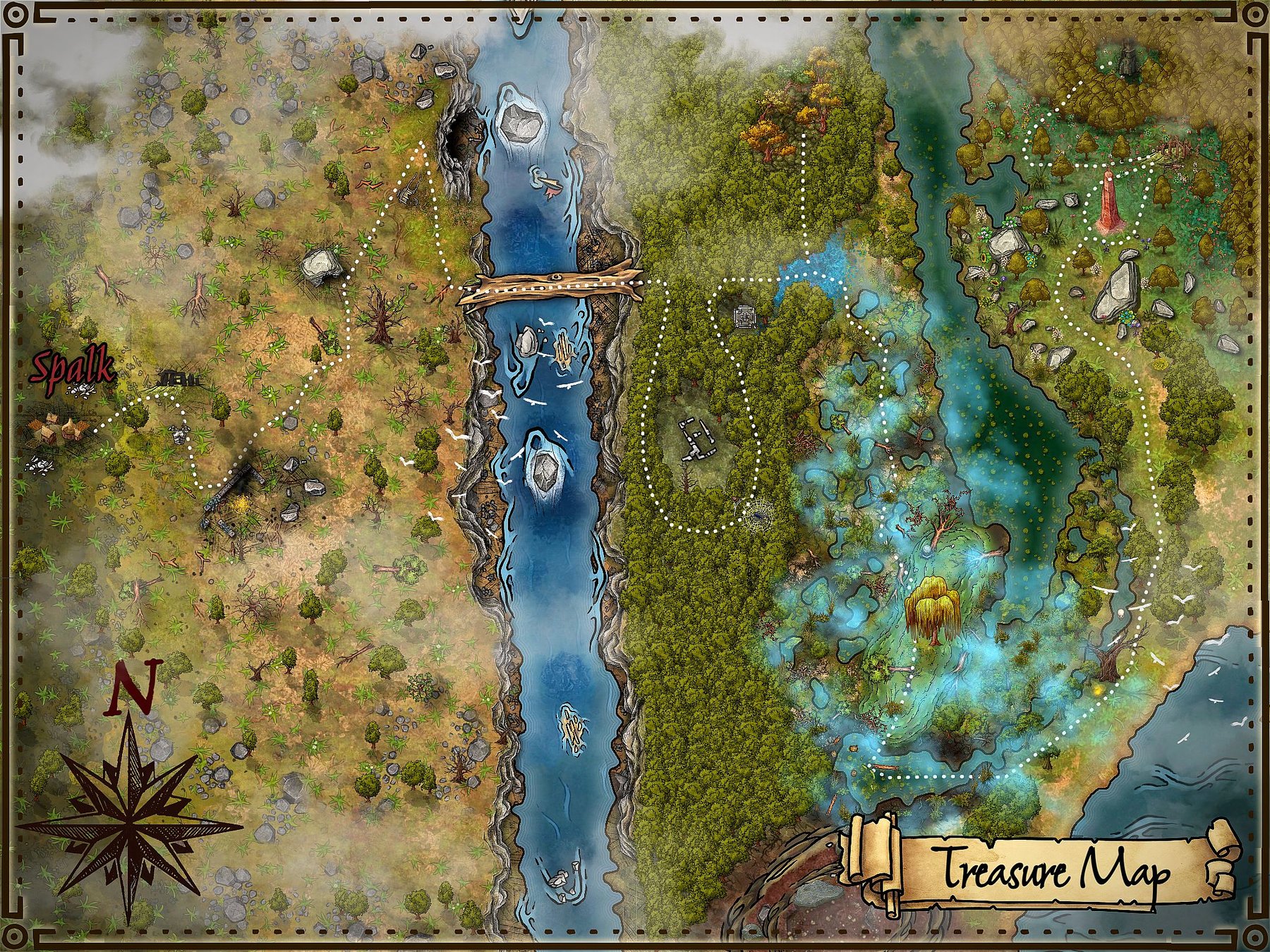 Spalk Treasure Map with Path