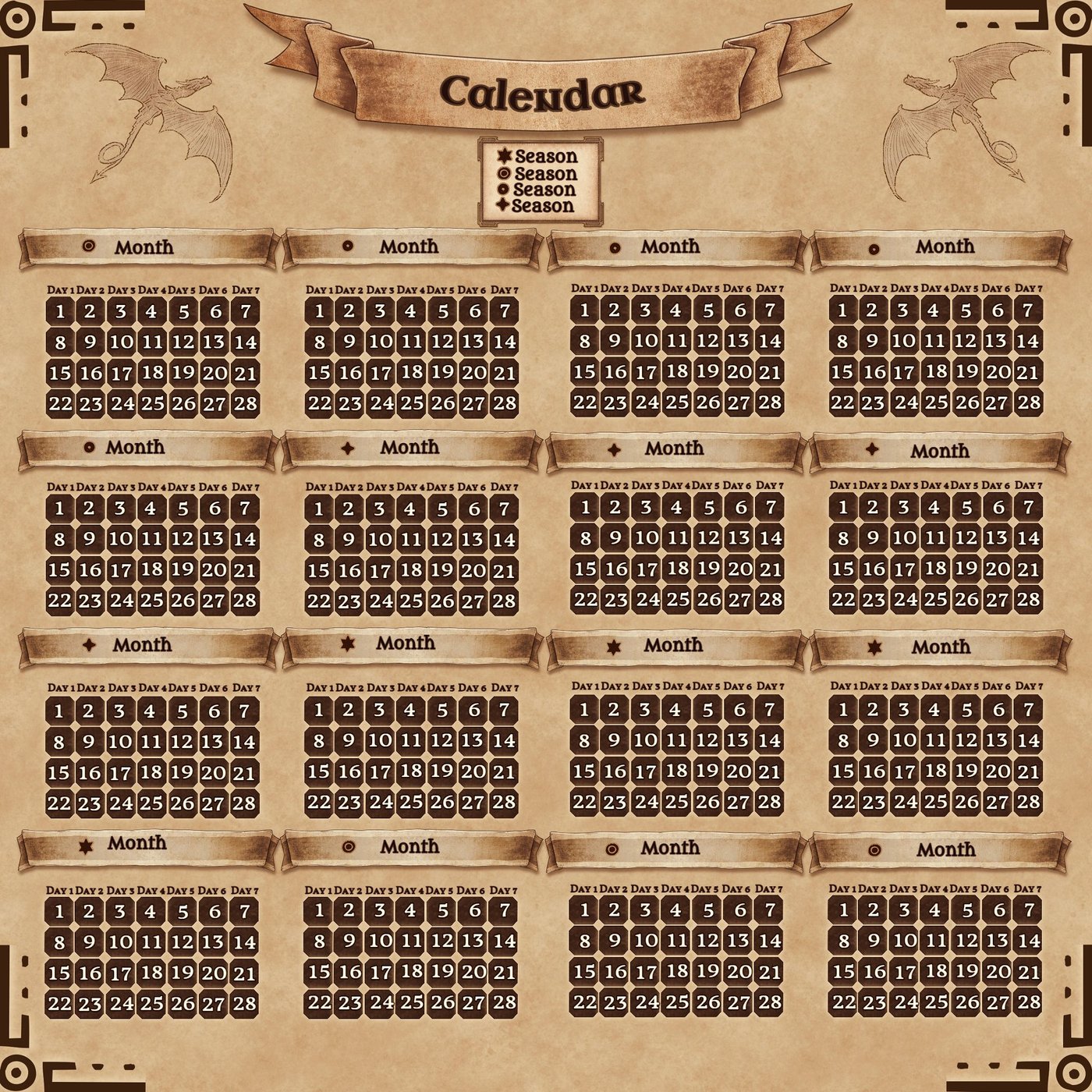 Fantasy Calendar Template