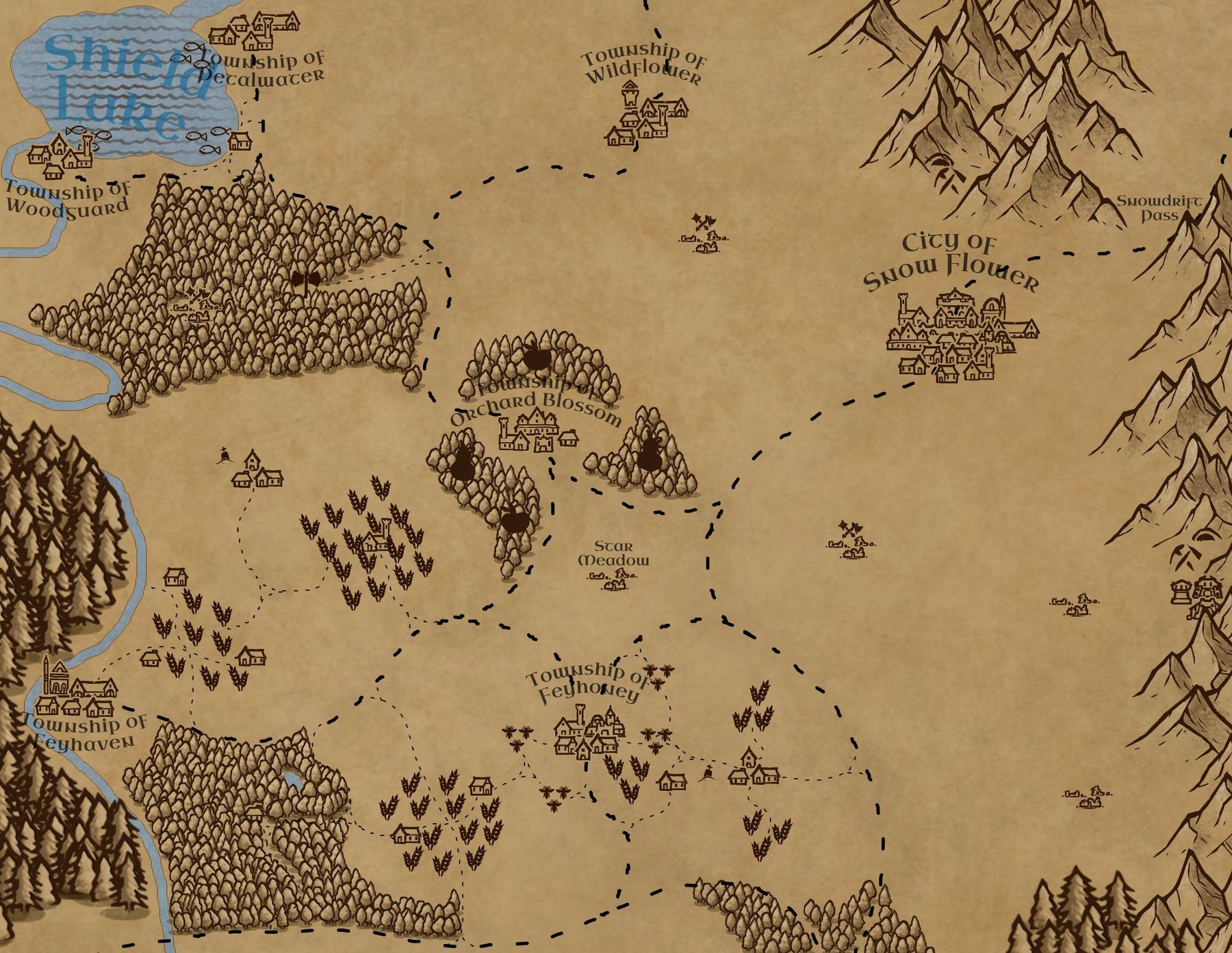 Meadowshire Parchment Map