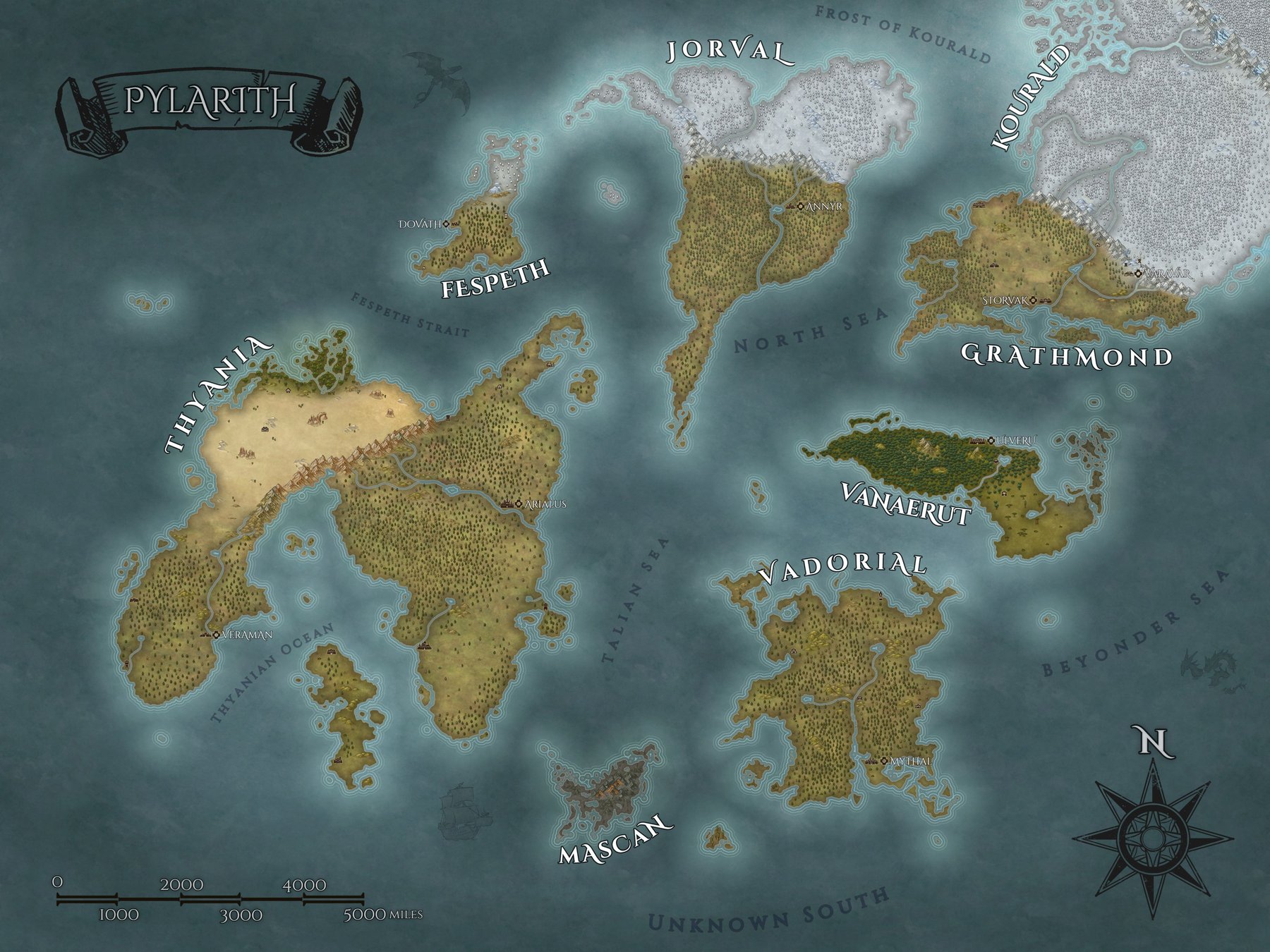 Pylarith Major Settlements Map