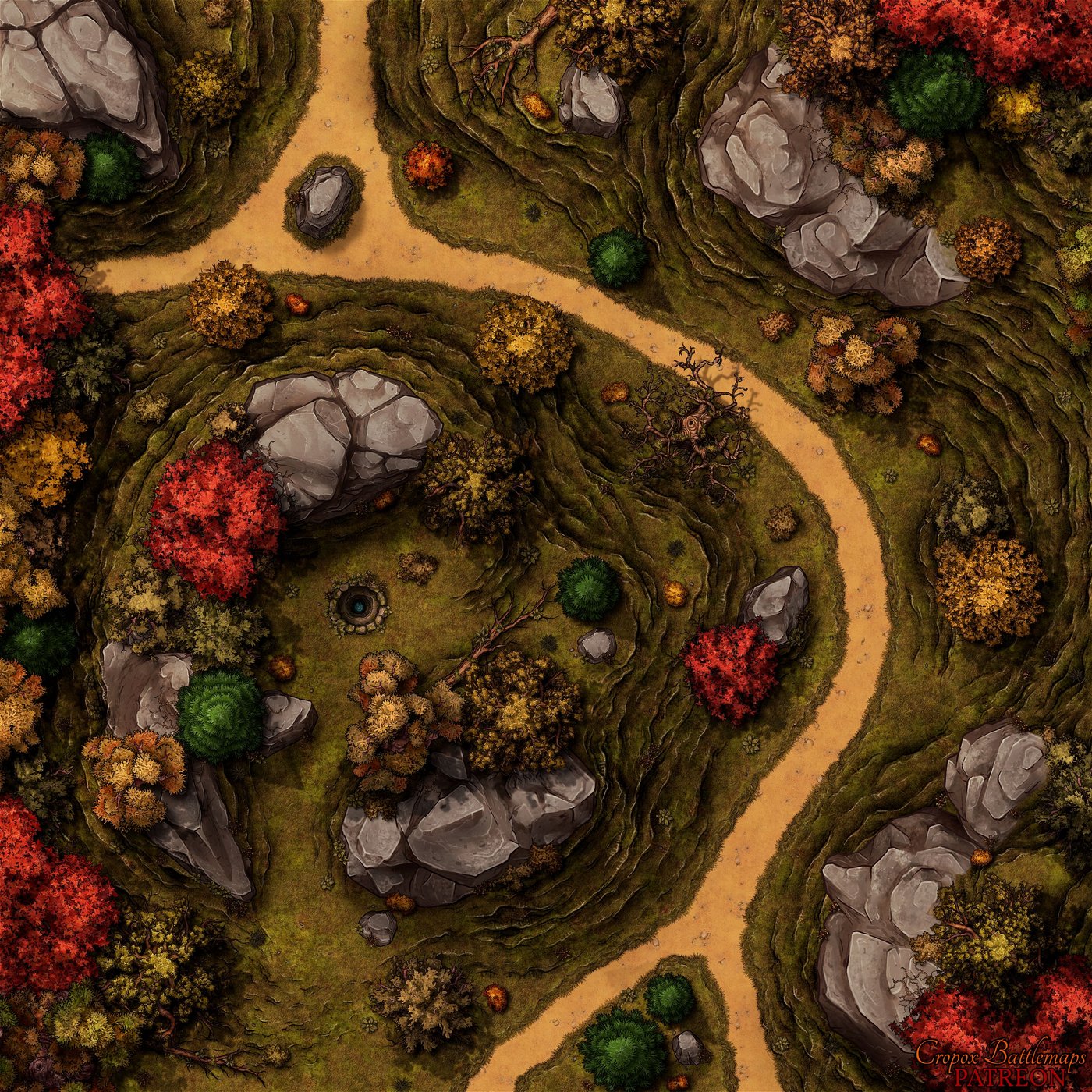 Moonlight Well Trail 40x40 battle map