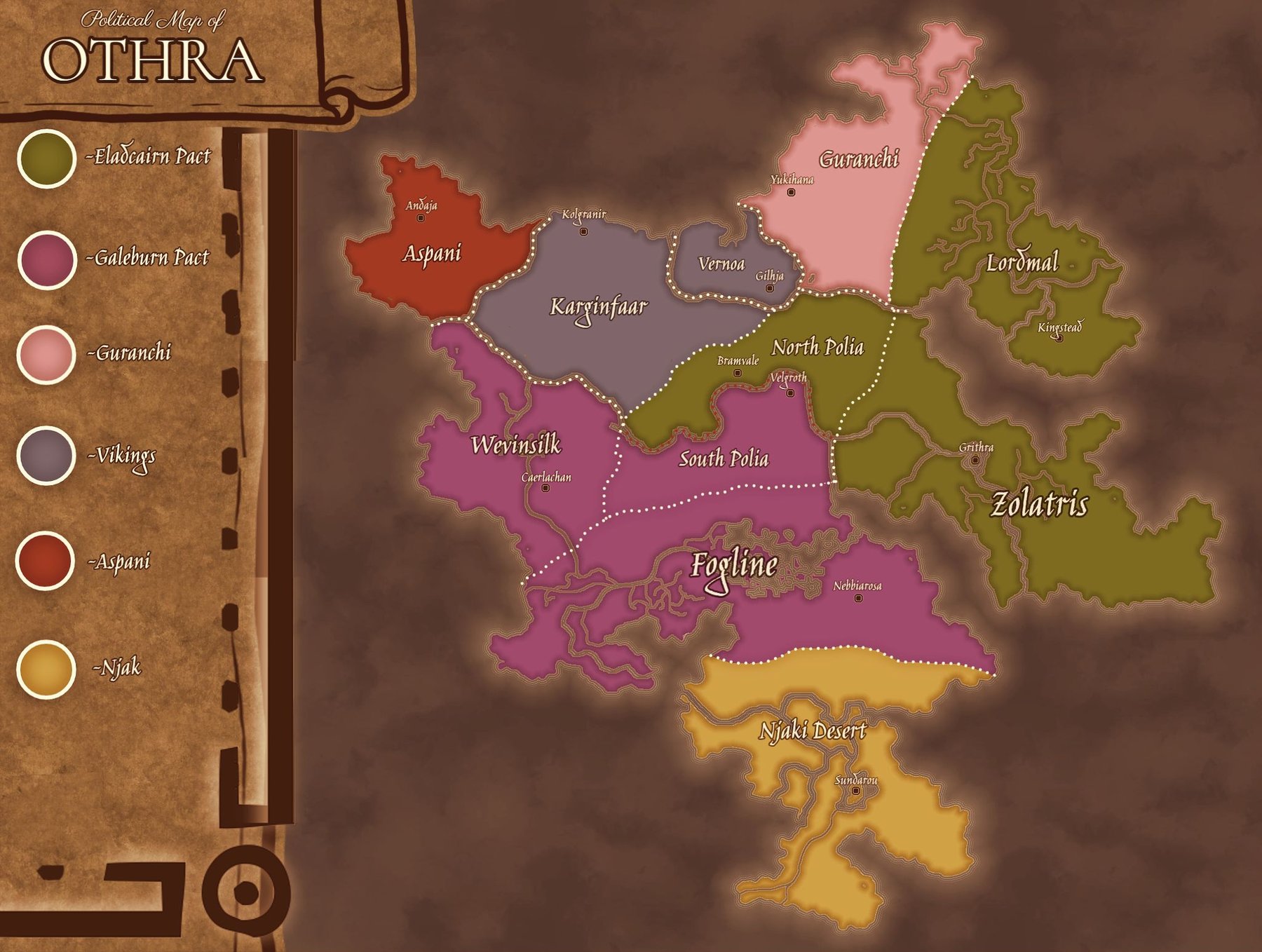 Political Map of Othra, Titara 1227