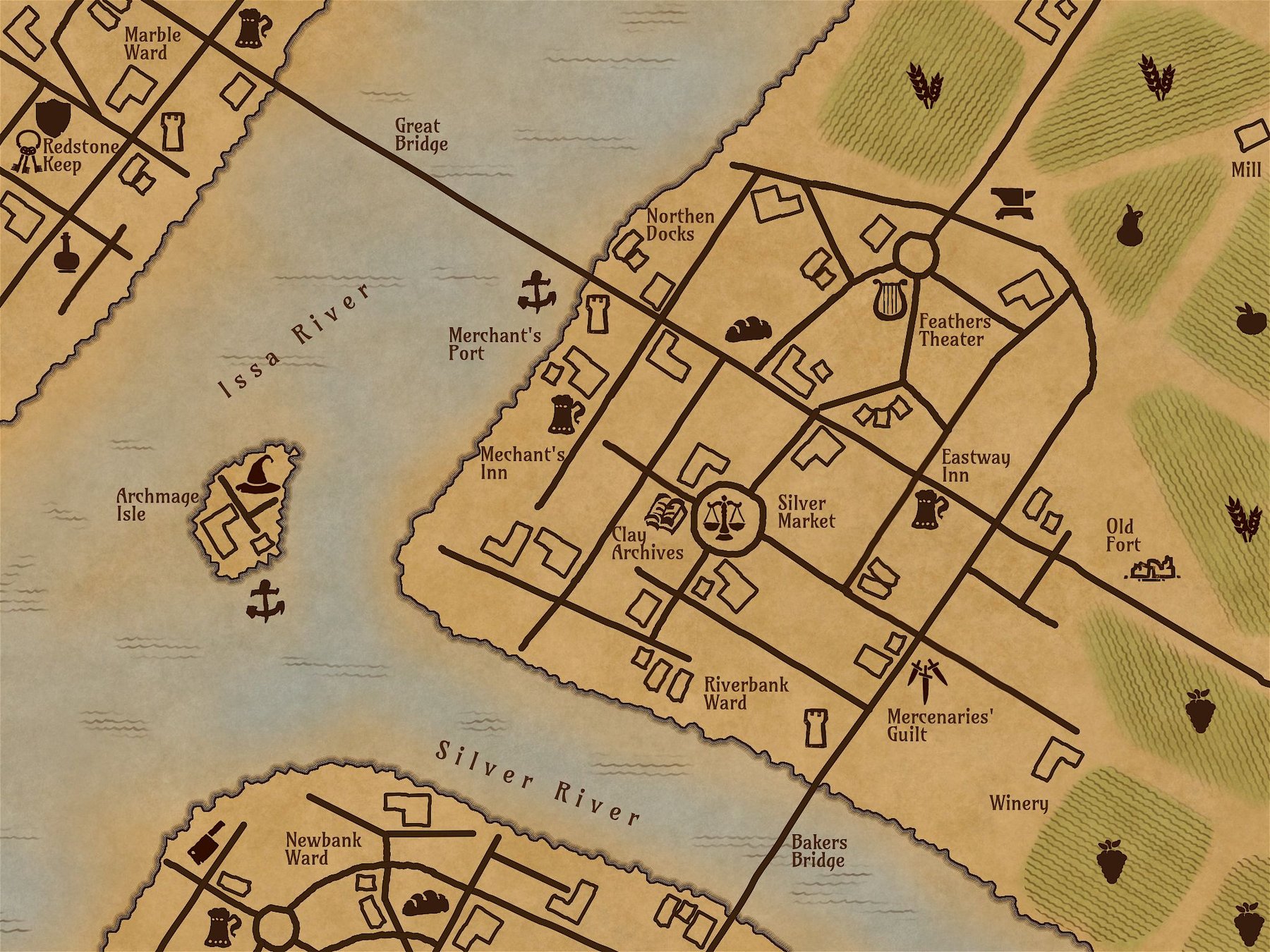 City parchment map small