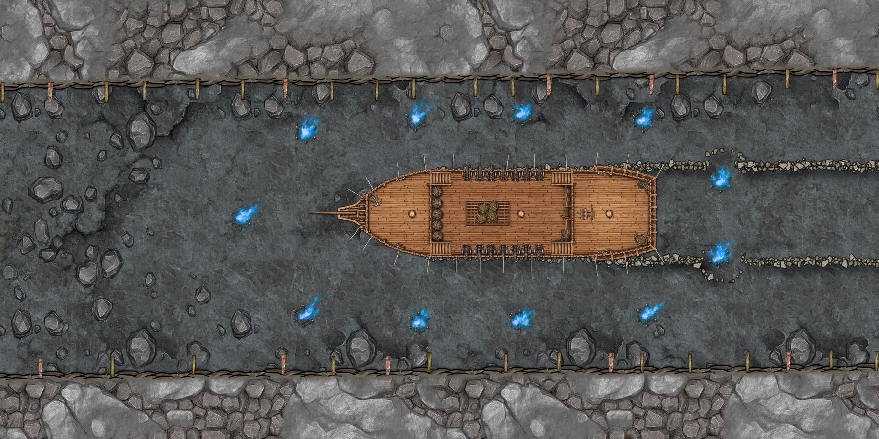 Ship in a Tunnel Battle Map 60x30