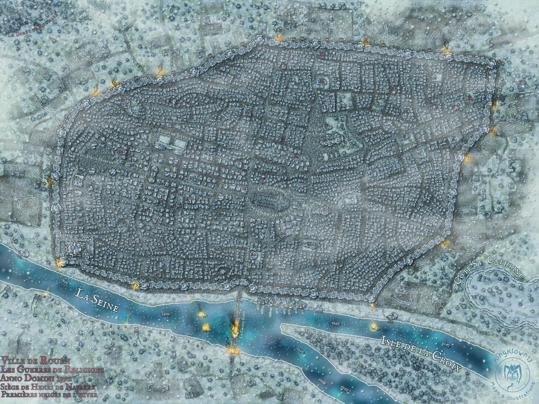 Rouen: 1592 AD First Snow Fall During the Siege of Henri de Navarre, The Wars of Religion in France