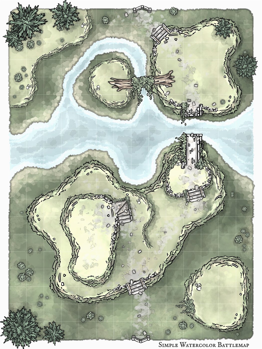 Simple Watercolor Battlemap