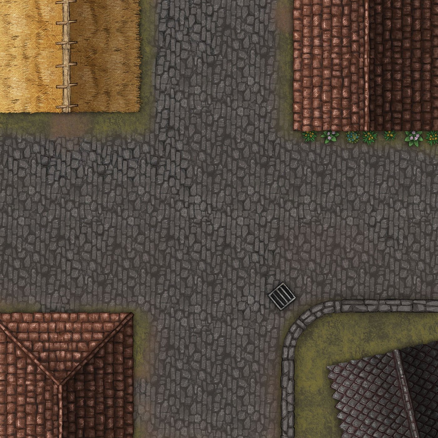 City Street Intersection Battlemap