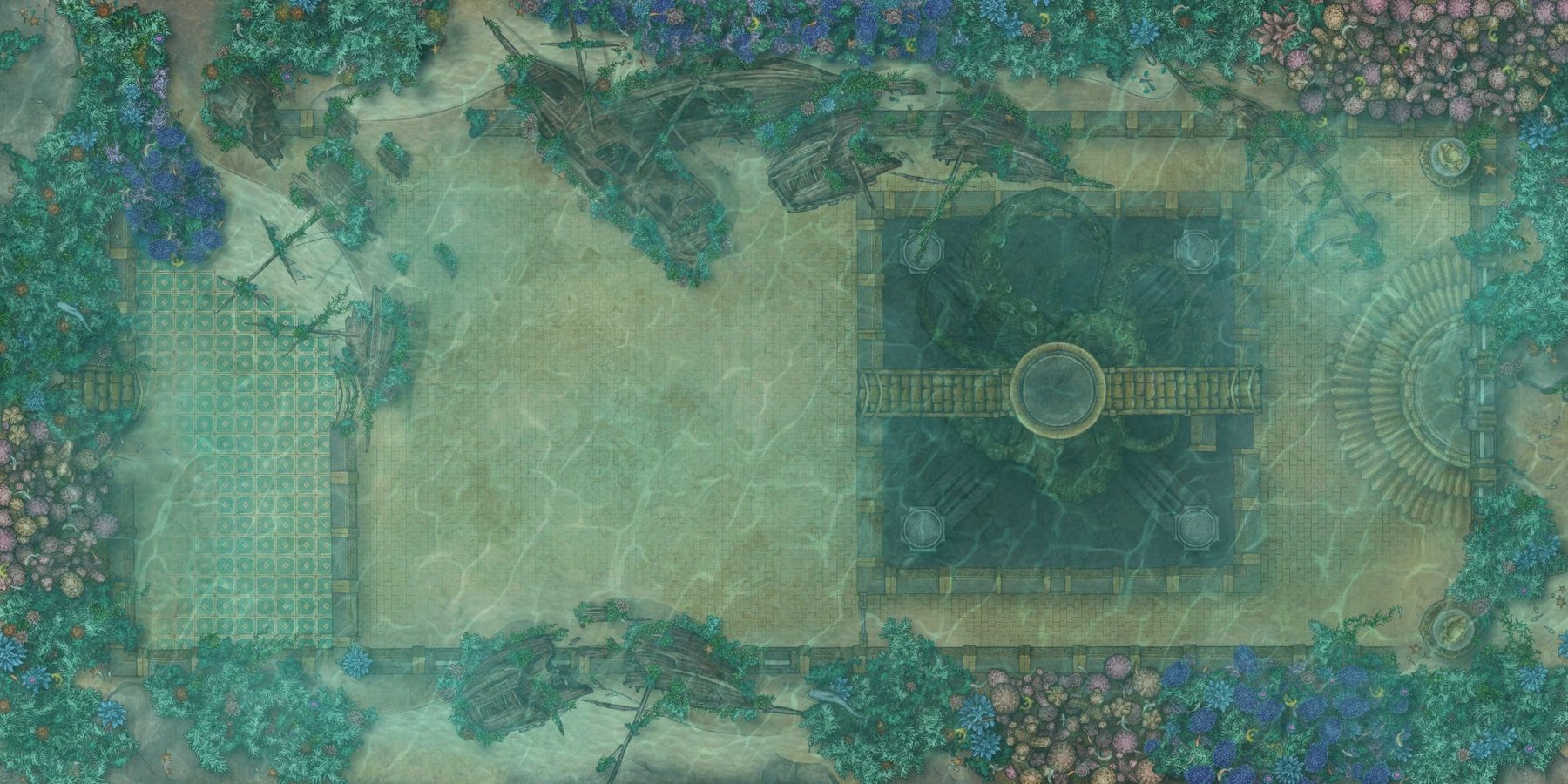 The Kraken Lair - Battle map in underwater temple (flattened)