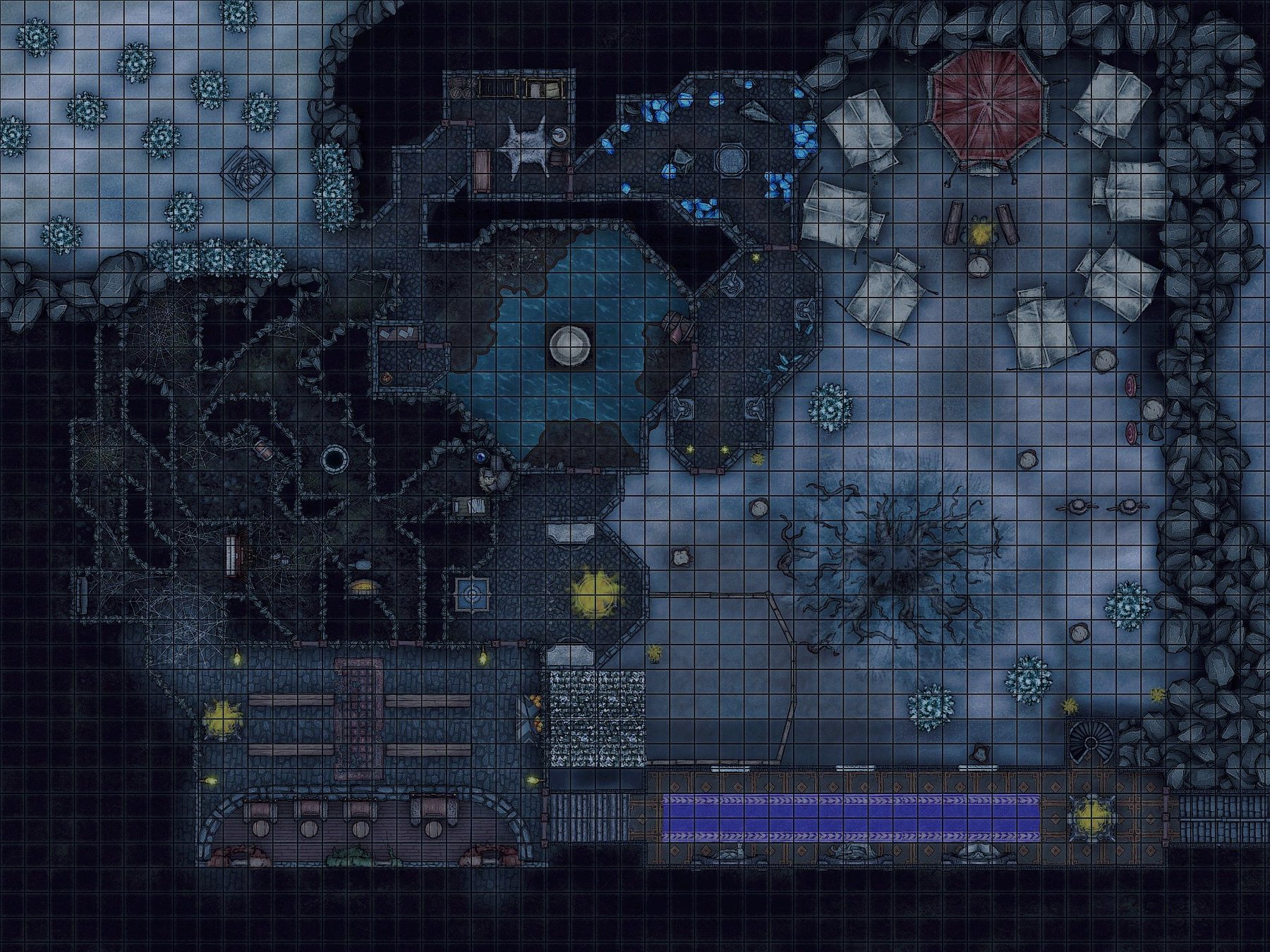 Snowy Mountain Dungeon & Camp [51x38] ✔