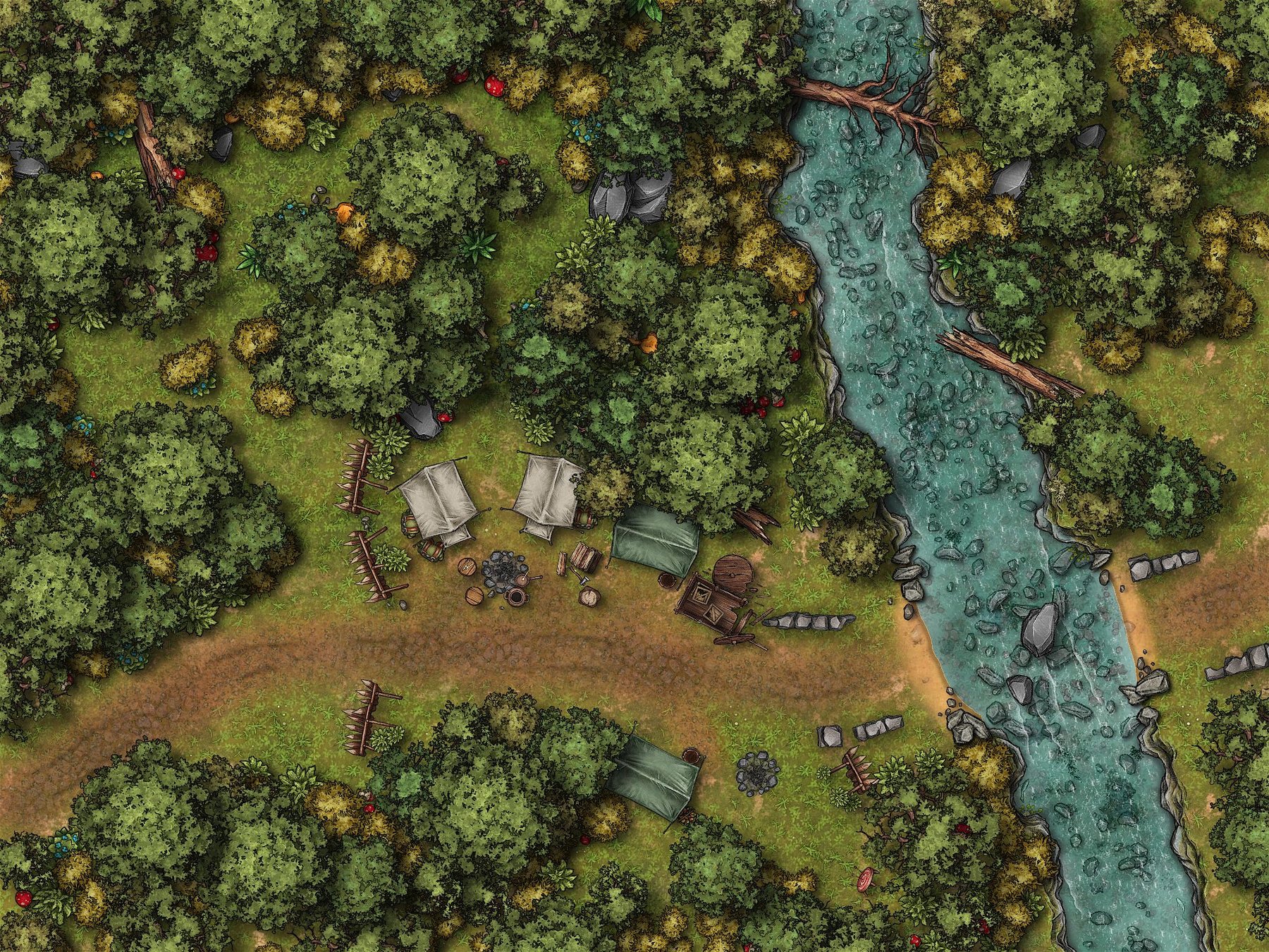 Ford with a small bandit camp