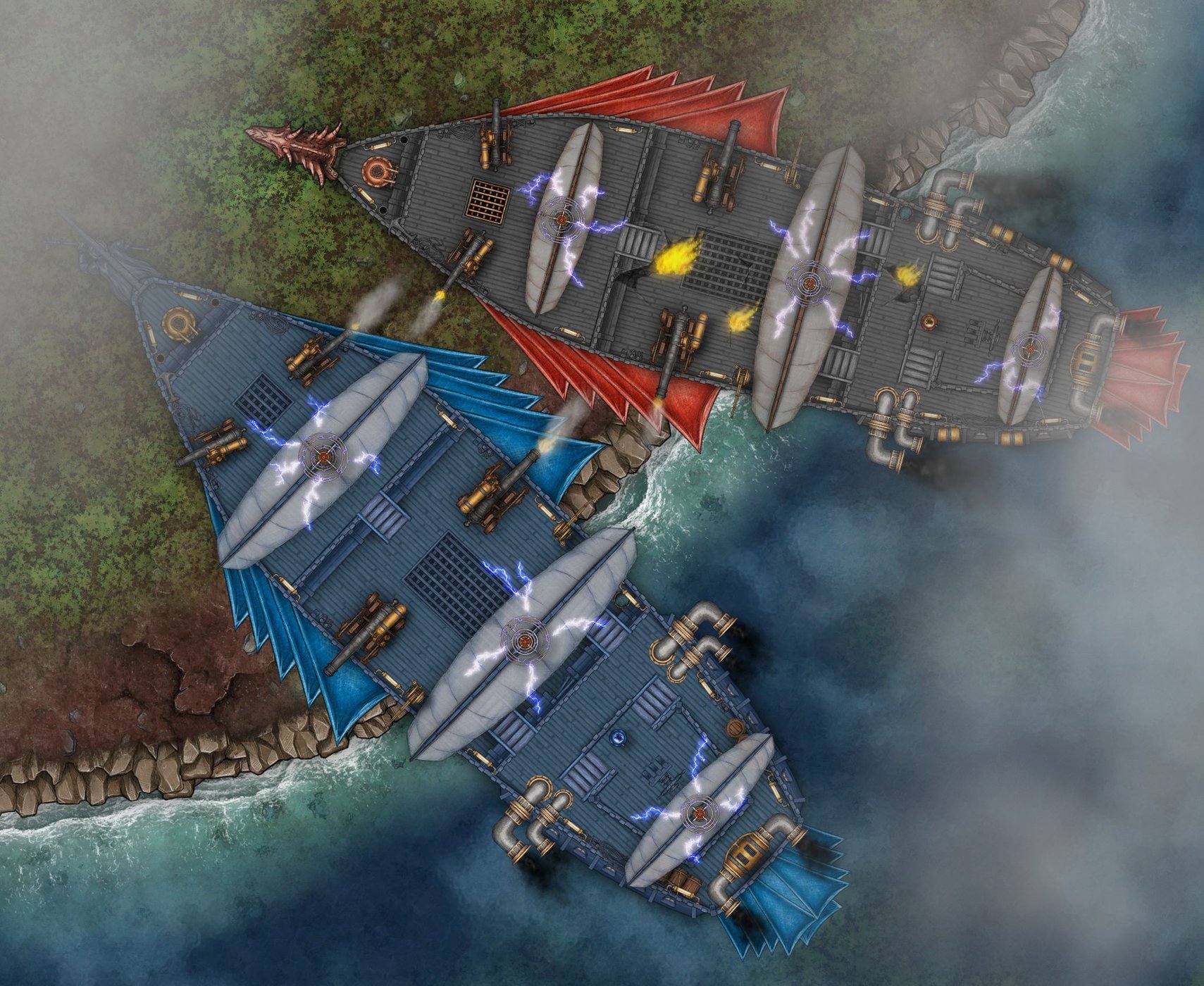 Steampunk Airships in Battle