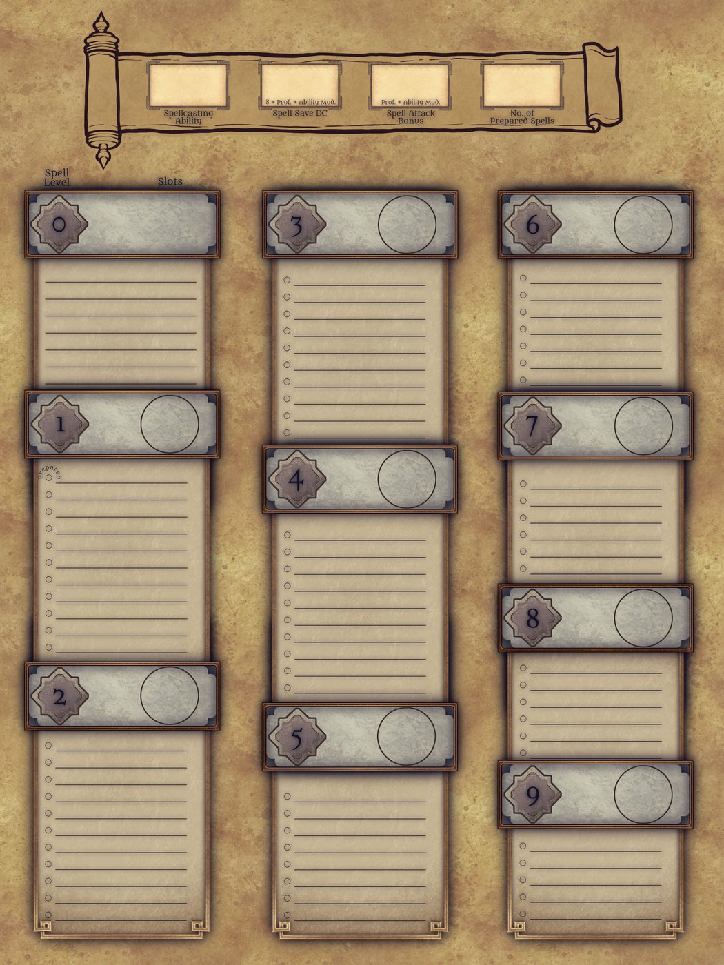 D&D 5e Spell Sheet