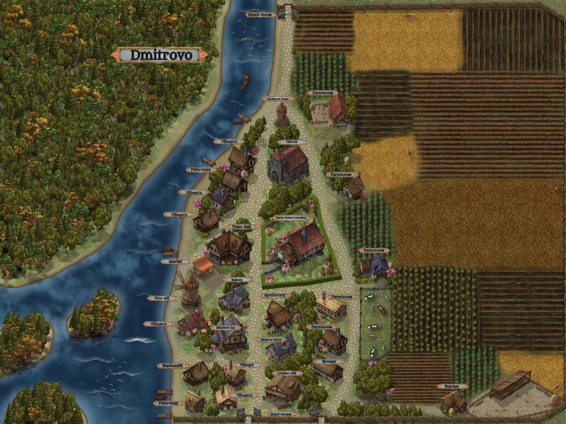 Small village labeled