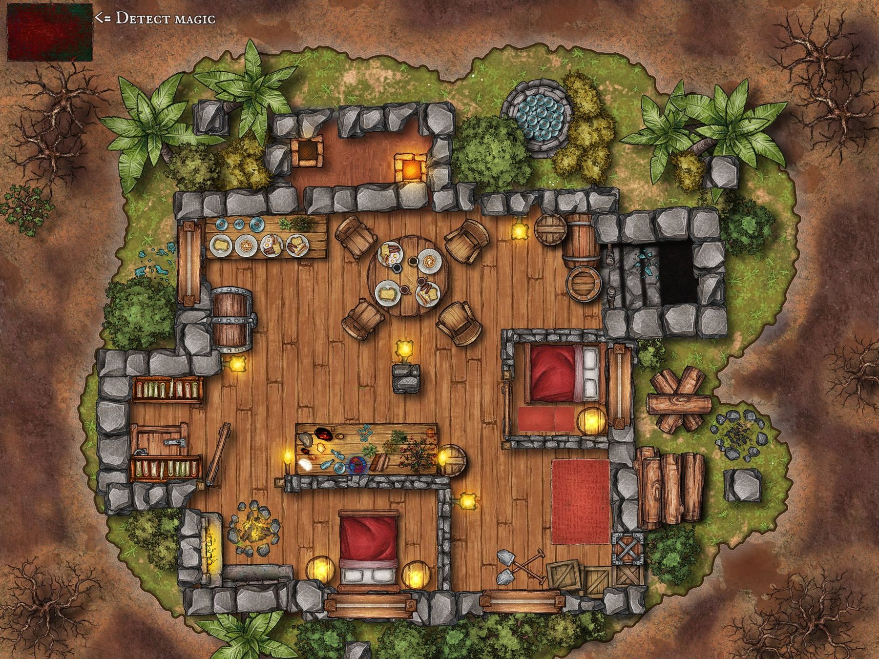 Magical house and garden in the desert