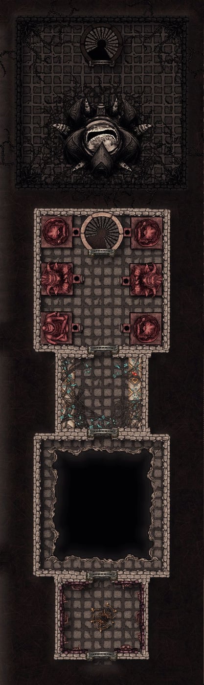 Ancient shrine with a hidden eldritch altar Passage Open