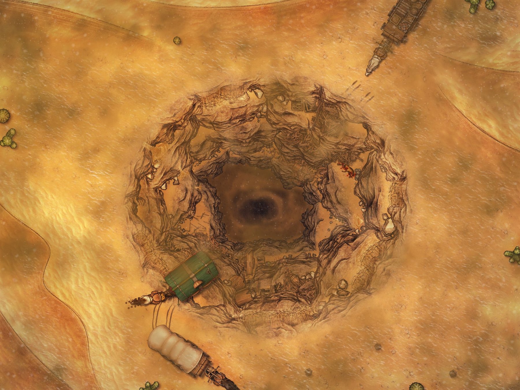 A sinkhole in a sandstorm