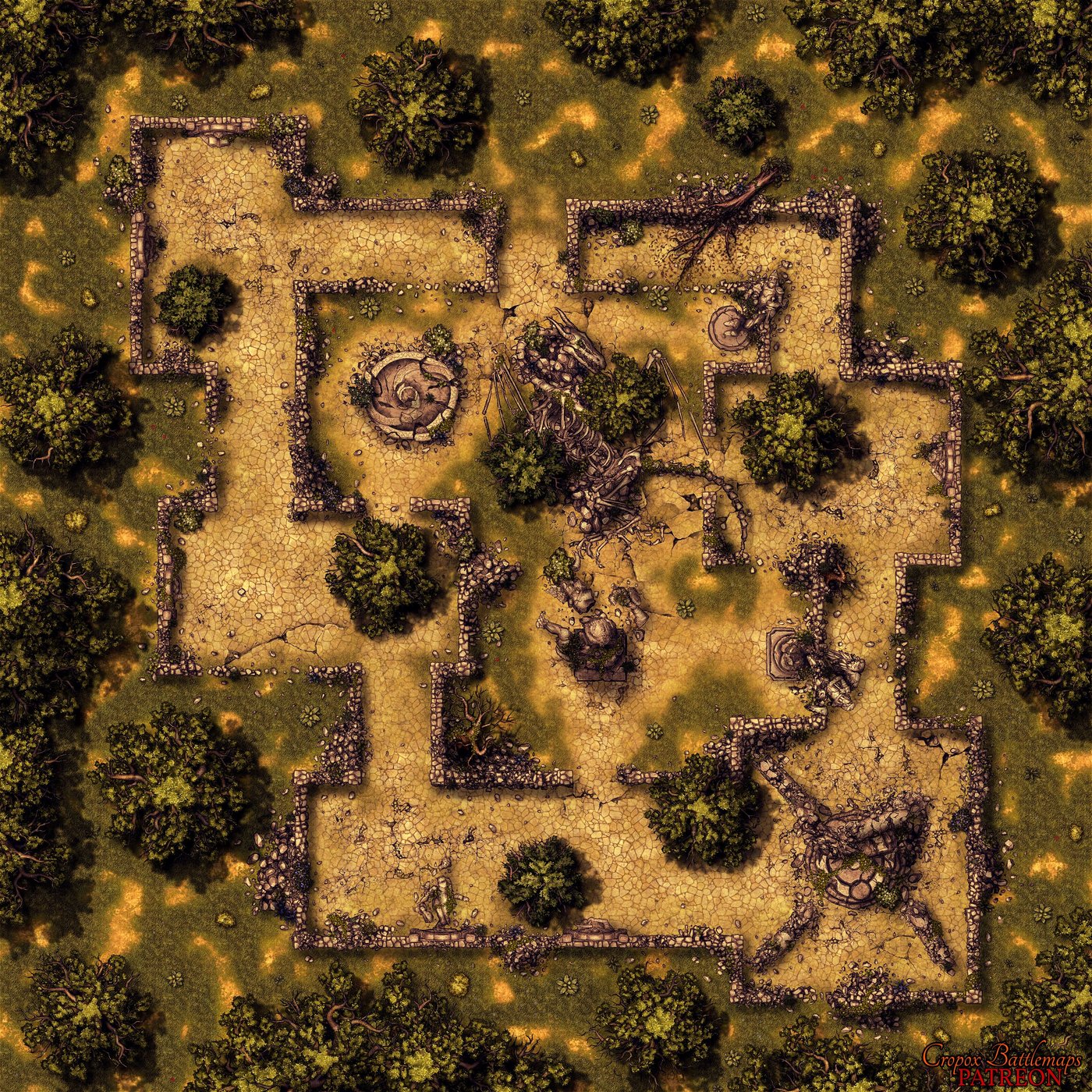 Fallen Dragon Ruins 40x40 battle map